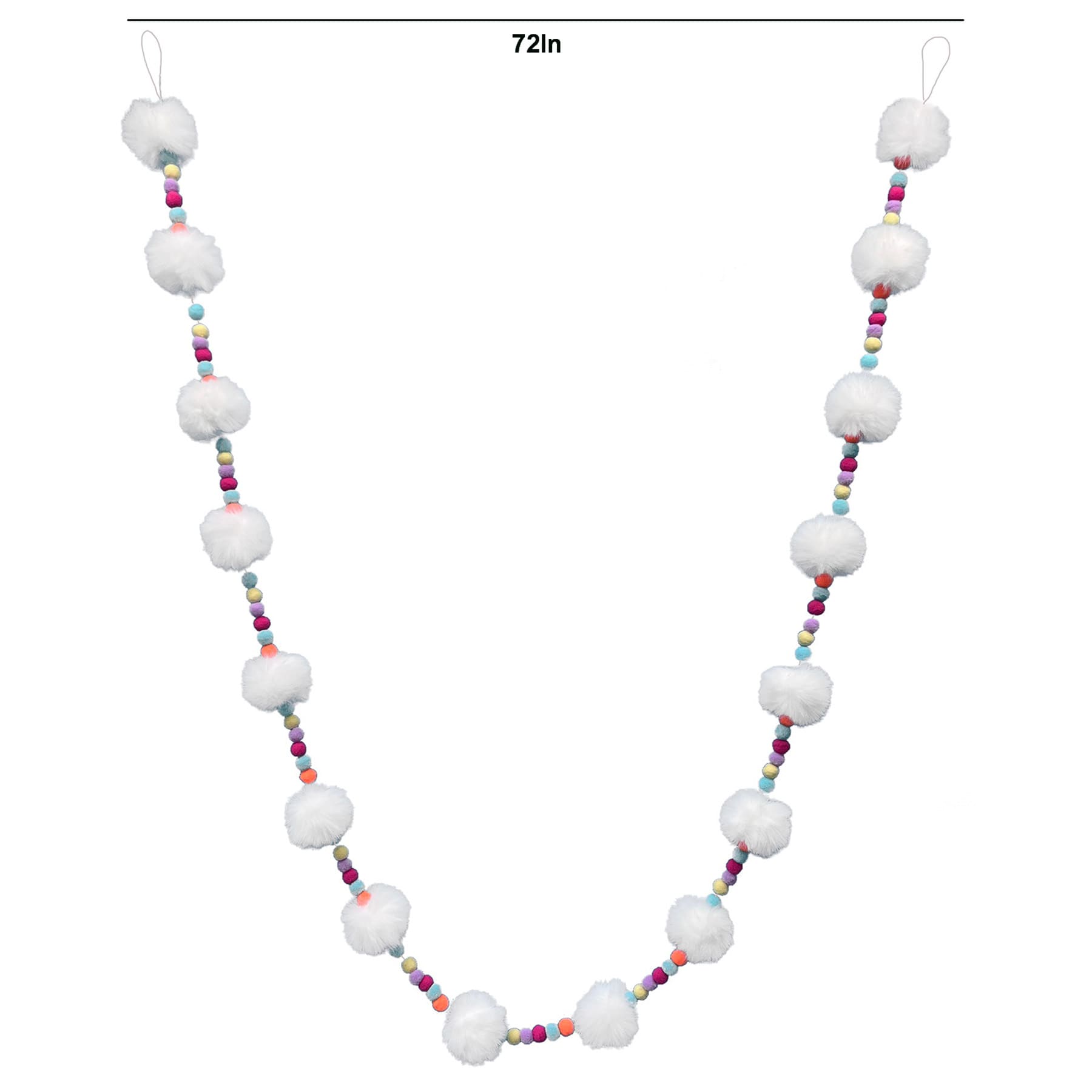 Bunny Brights White Pom-Pom Ball Garland, 72"