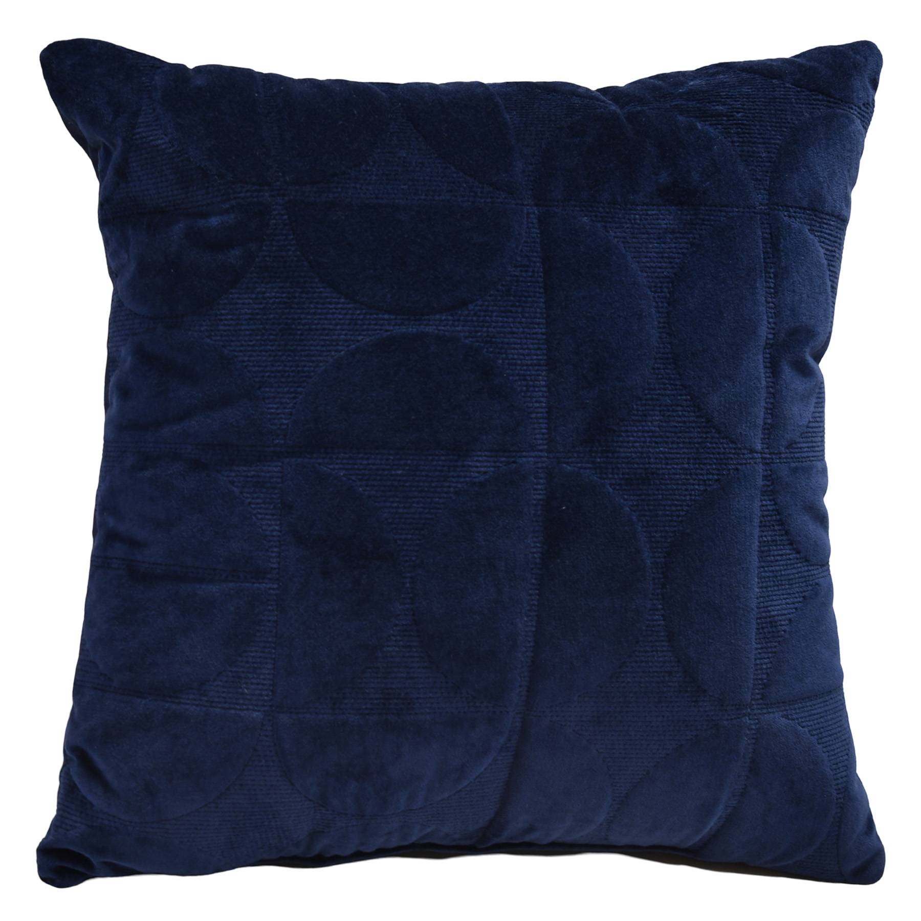 Crosby St. Navy Blue Geo Quilted Velvet Throw Pillow, 18"