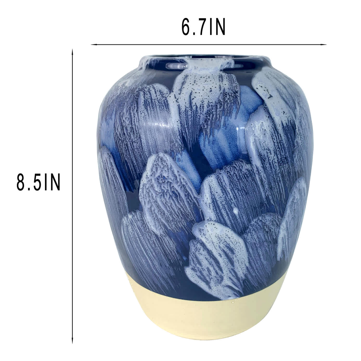 Ty Pennington Blue Splash Ceramic Vase, 9"