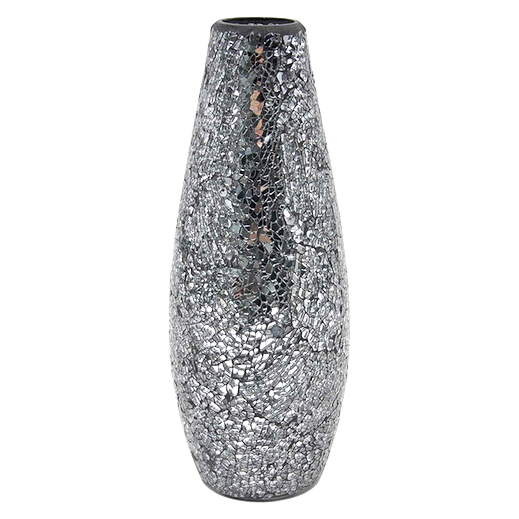 Metallic Mosaic Glass Vase, 12"