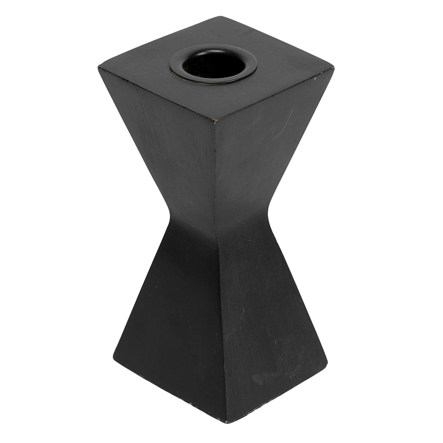 Black Wooden Taper Candle Holder, 5"