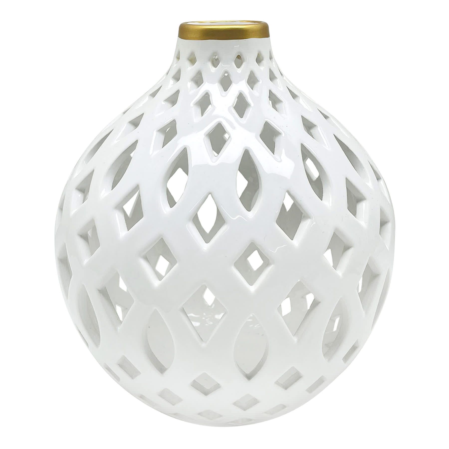 Providence White Cutout Ceramic Vase, 9"