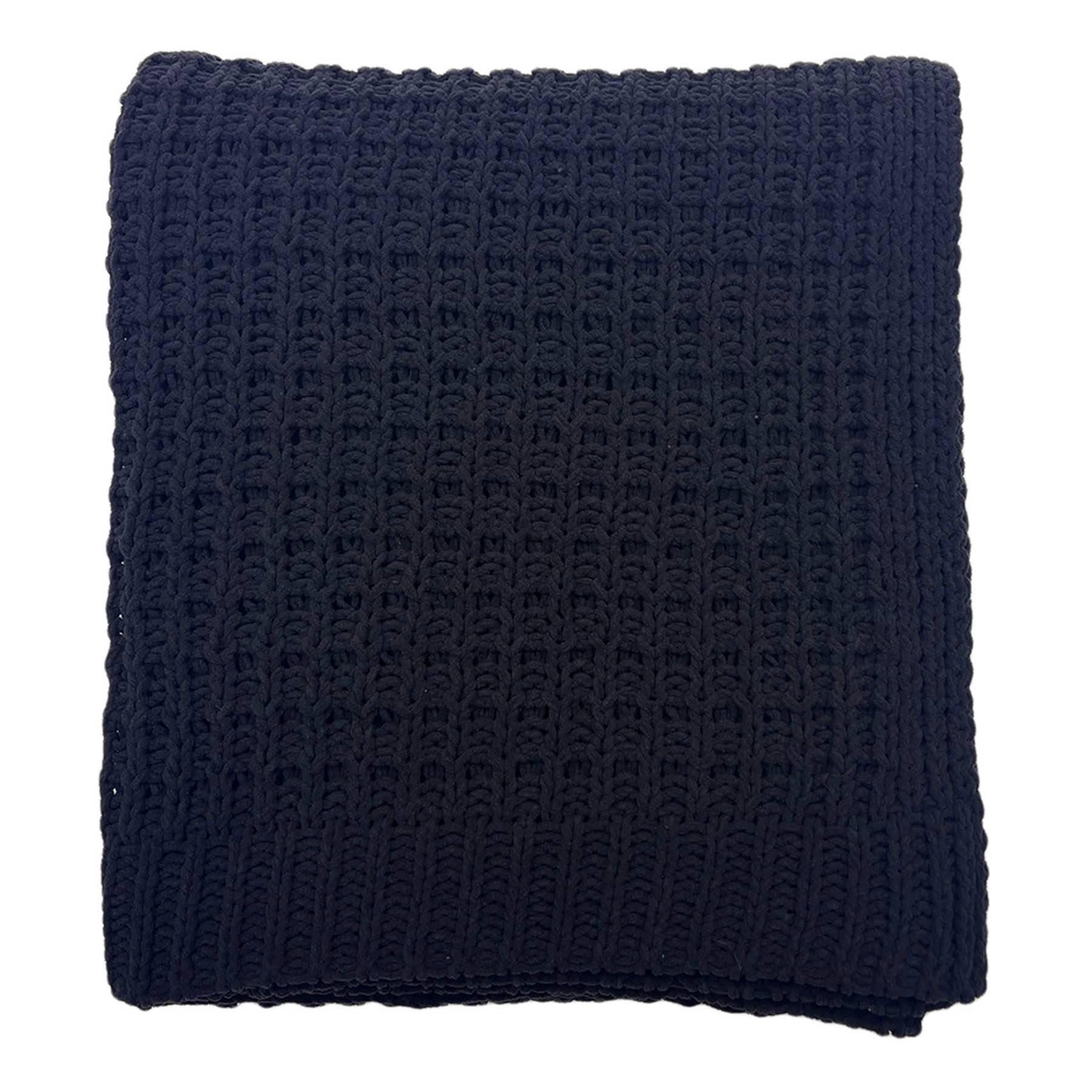 Black Chenille Knit Throw Blanket, 50x60