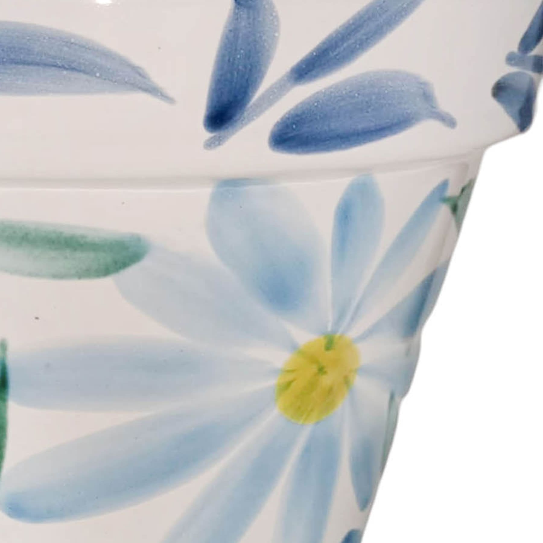Hand Painted Blue Daisy Spanish Outdoor Planter, Small