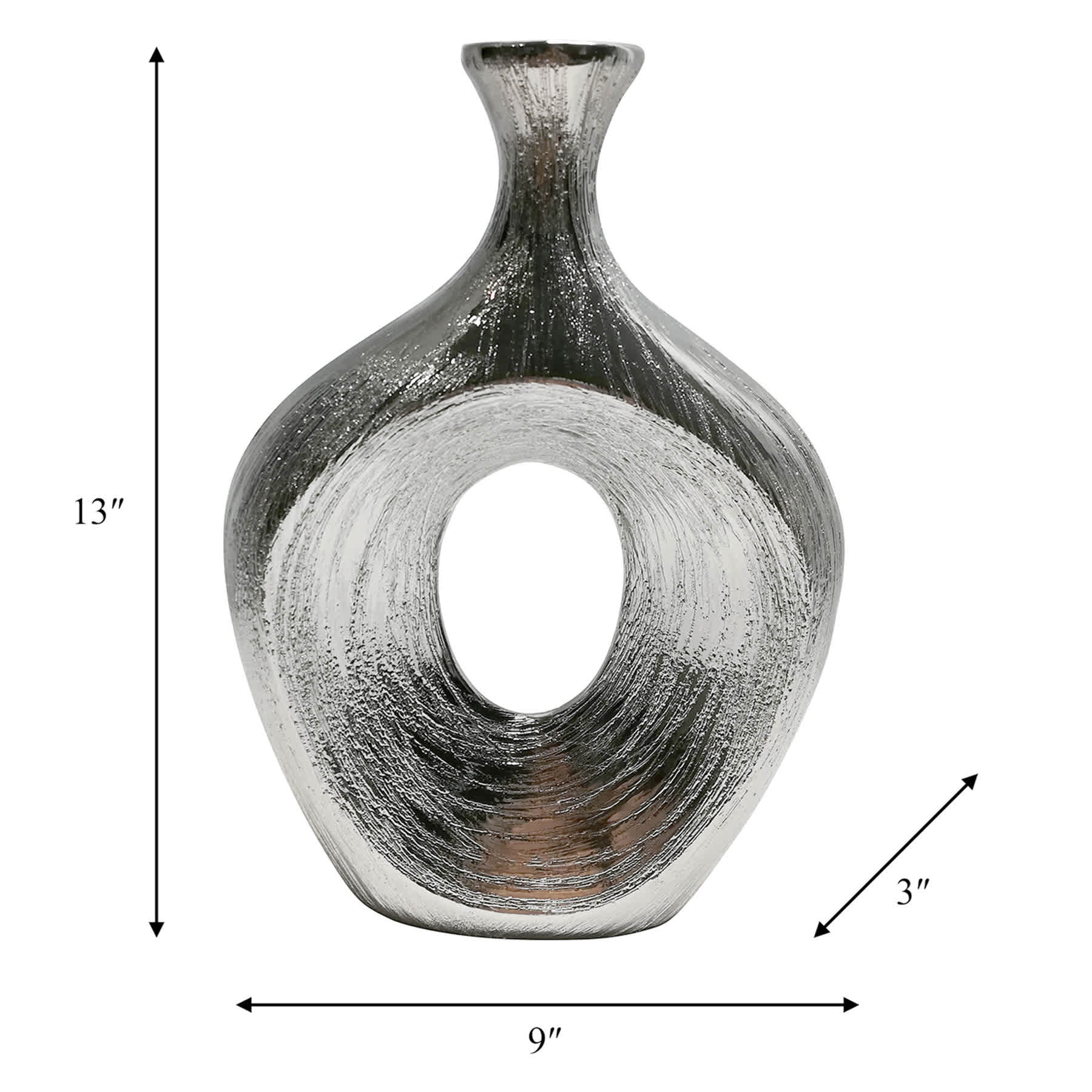 Silver Scratched Oval Vase Cut-Out, 13"
