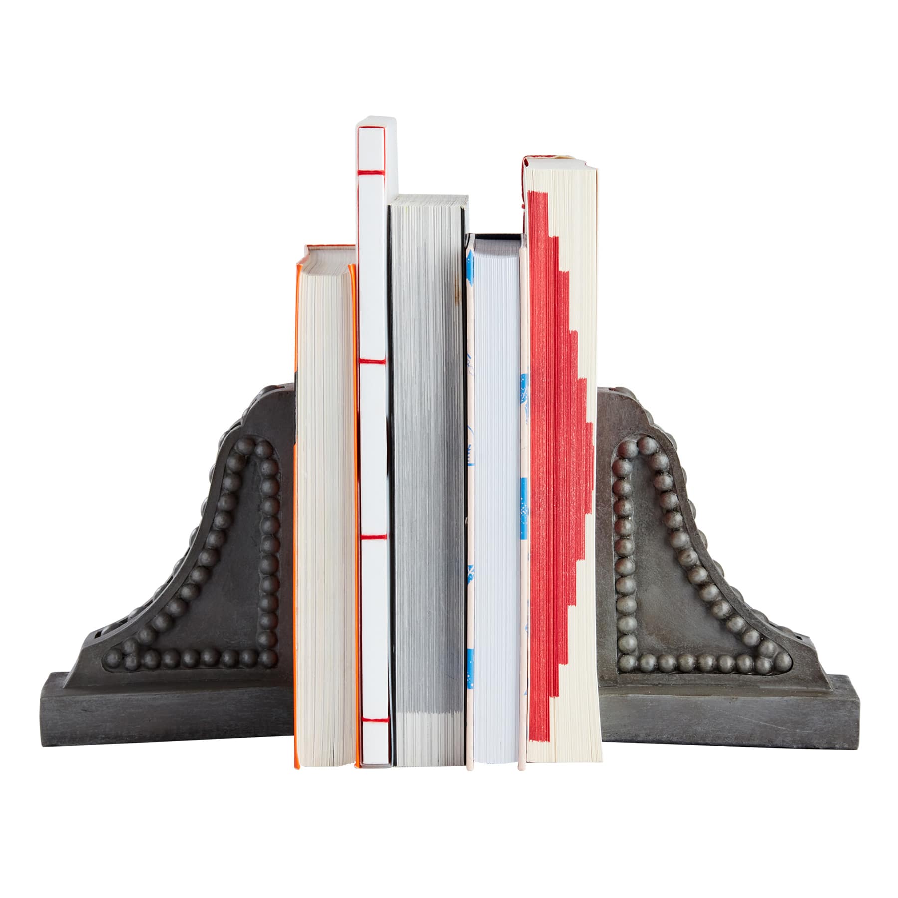 Grey Beaded Wood Bookend, 6"