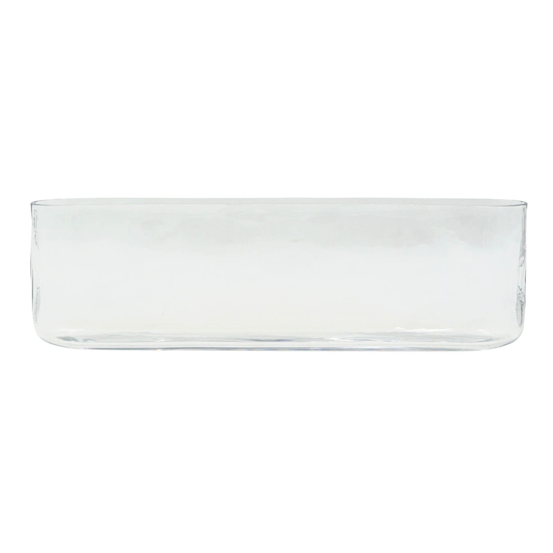 14In Long Oval Clear Glass Vase