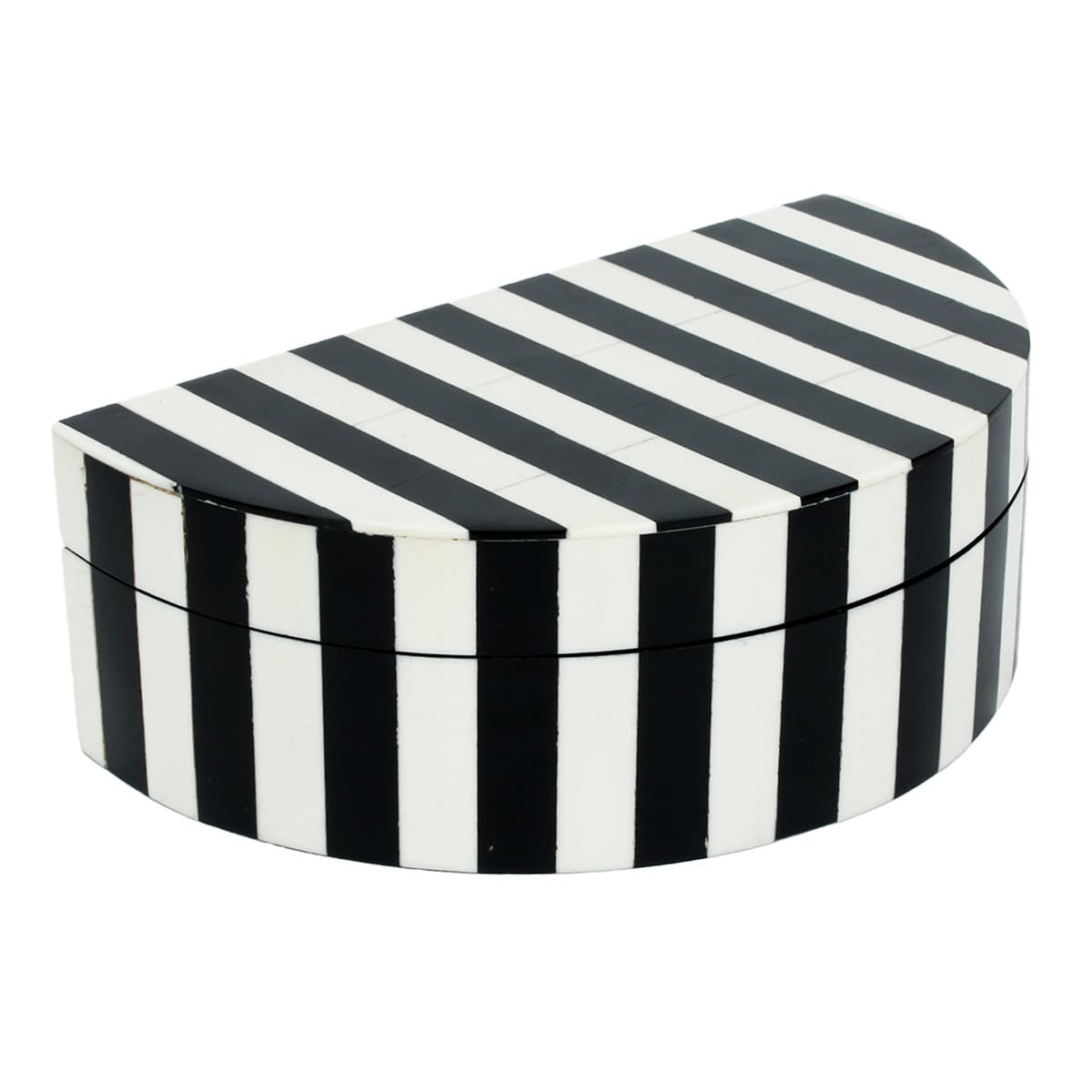 Black and White Large Half Round Resin Box, 9x5