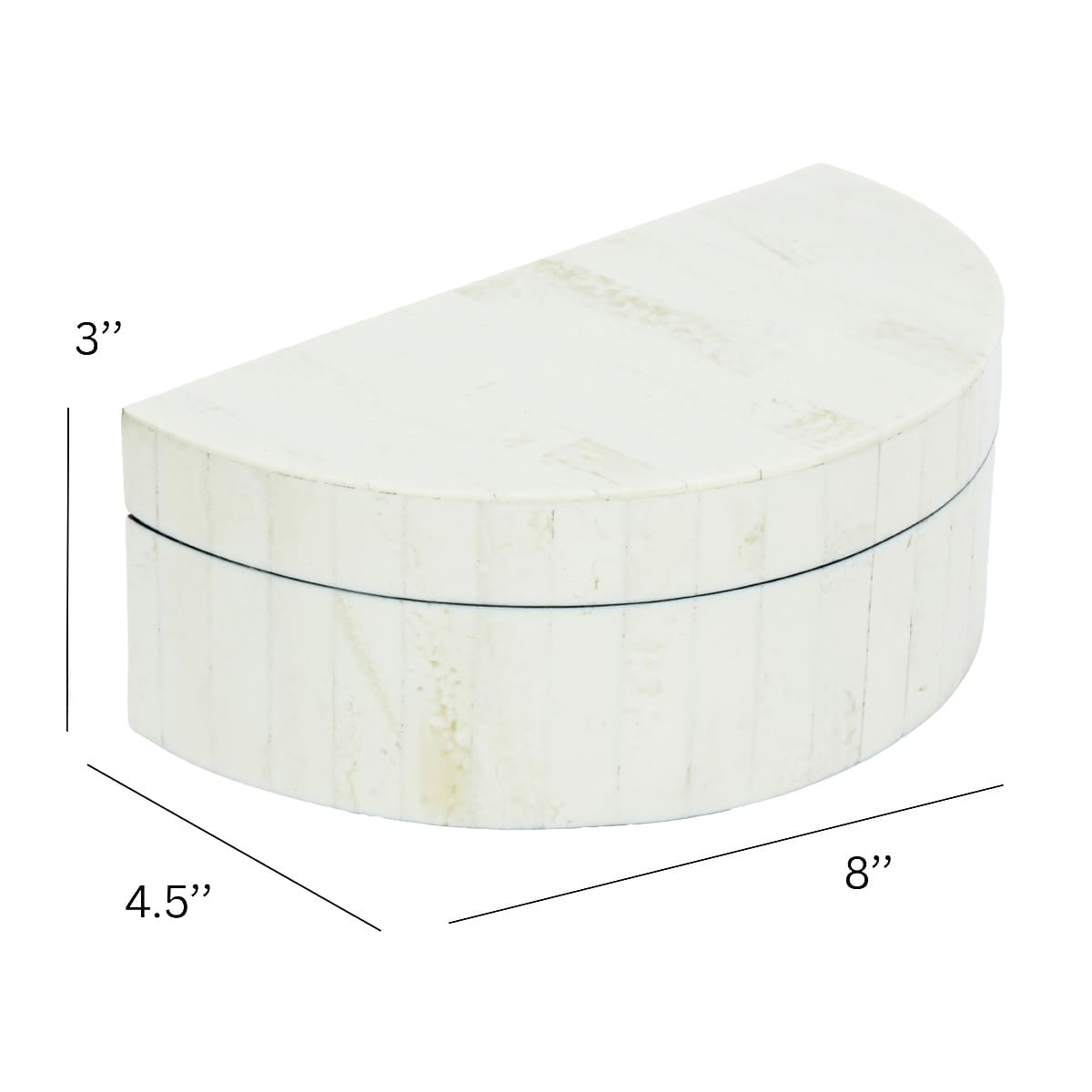 Small White Half Round Box, 8x4.5