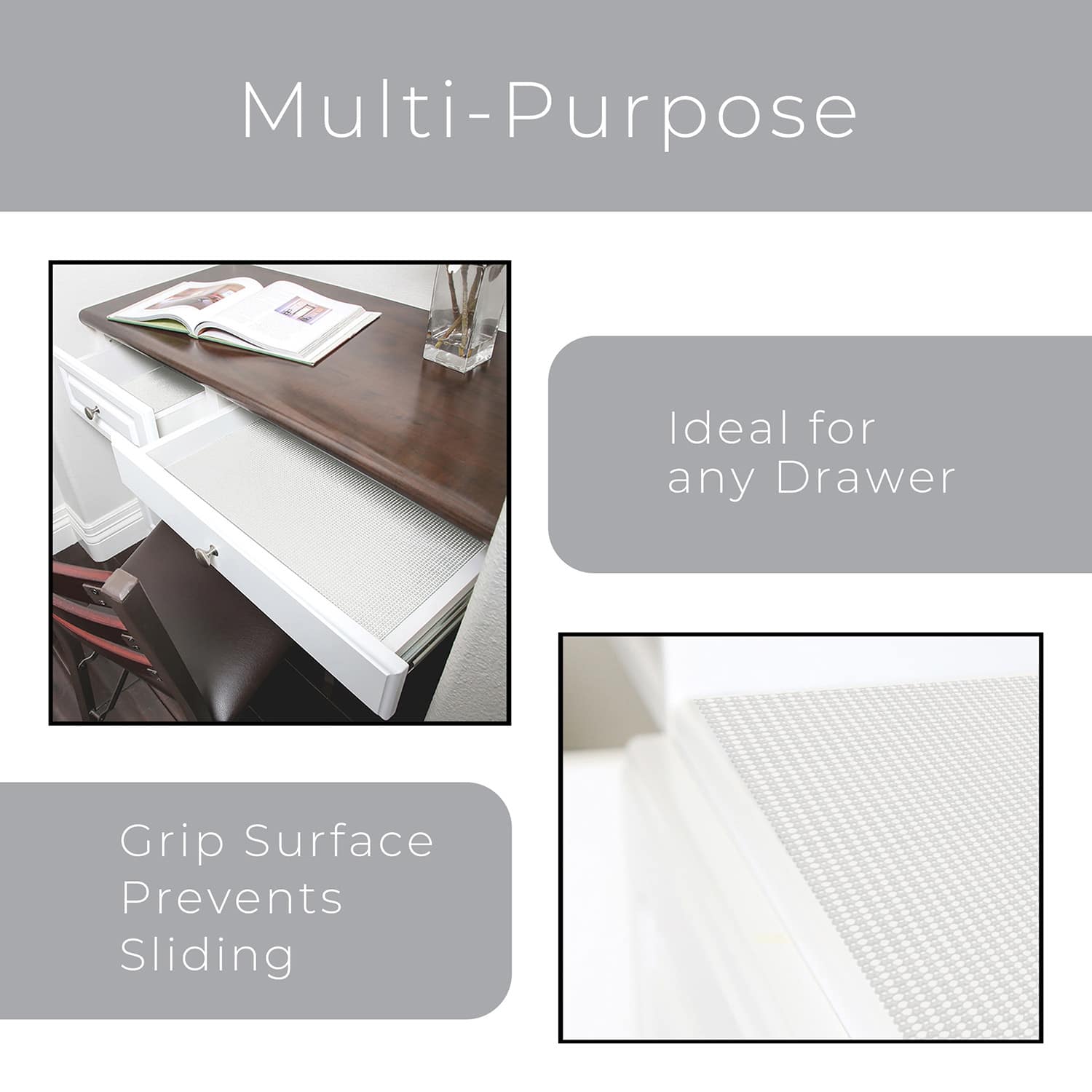 Classic Grip Shelf Liner, White