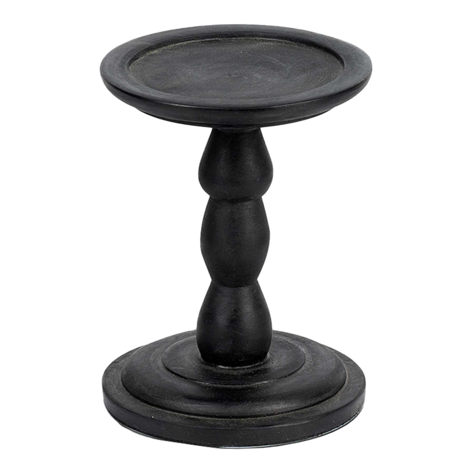 Black Wooden Candle Holder, 5"