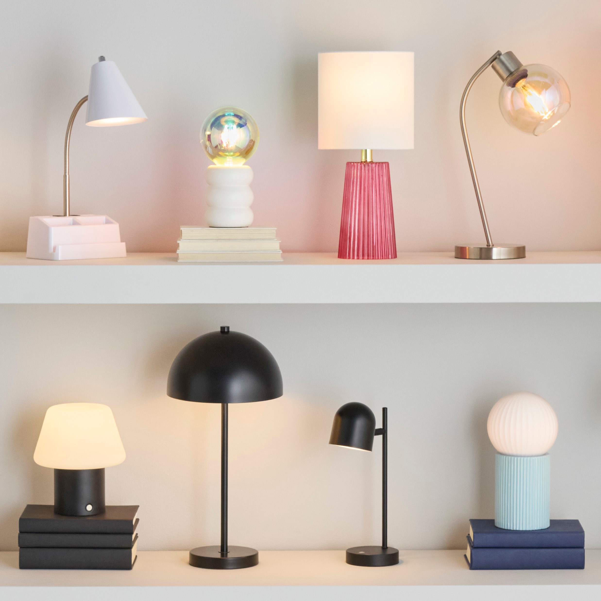 White Ceramic Mushroom Lamp, 8"