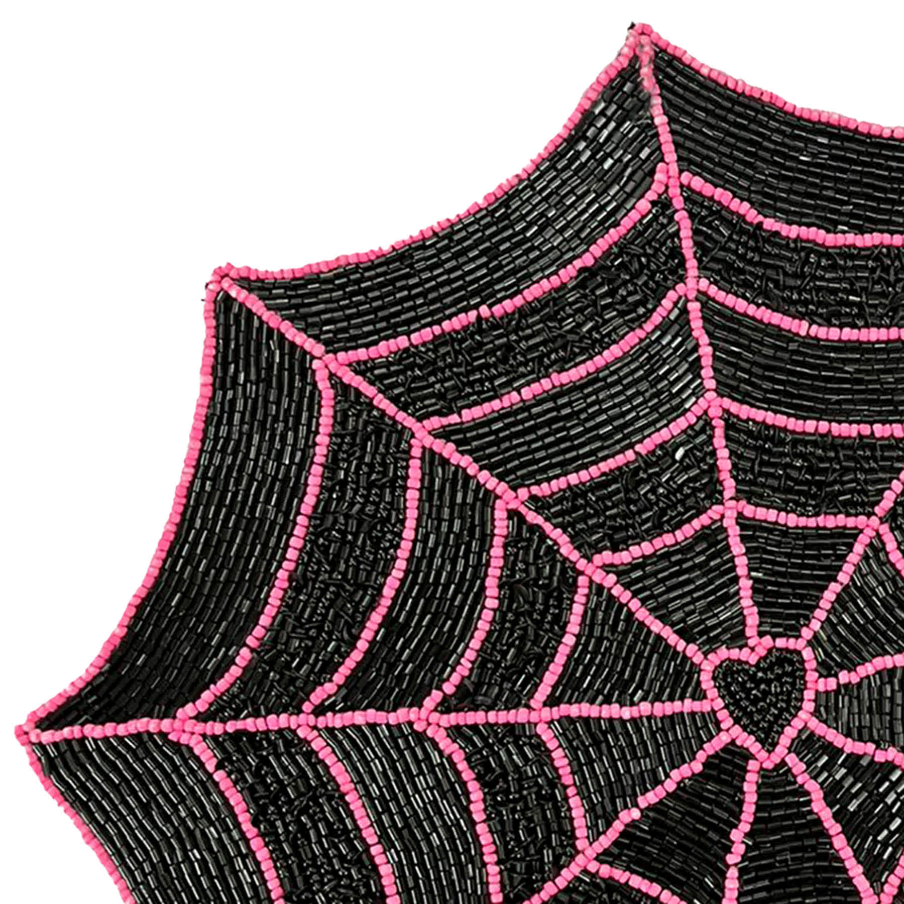 Hey Boo! Black & Pink Fully Beaded Spider Web Placemat