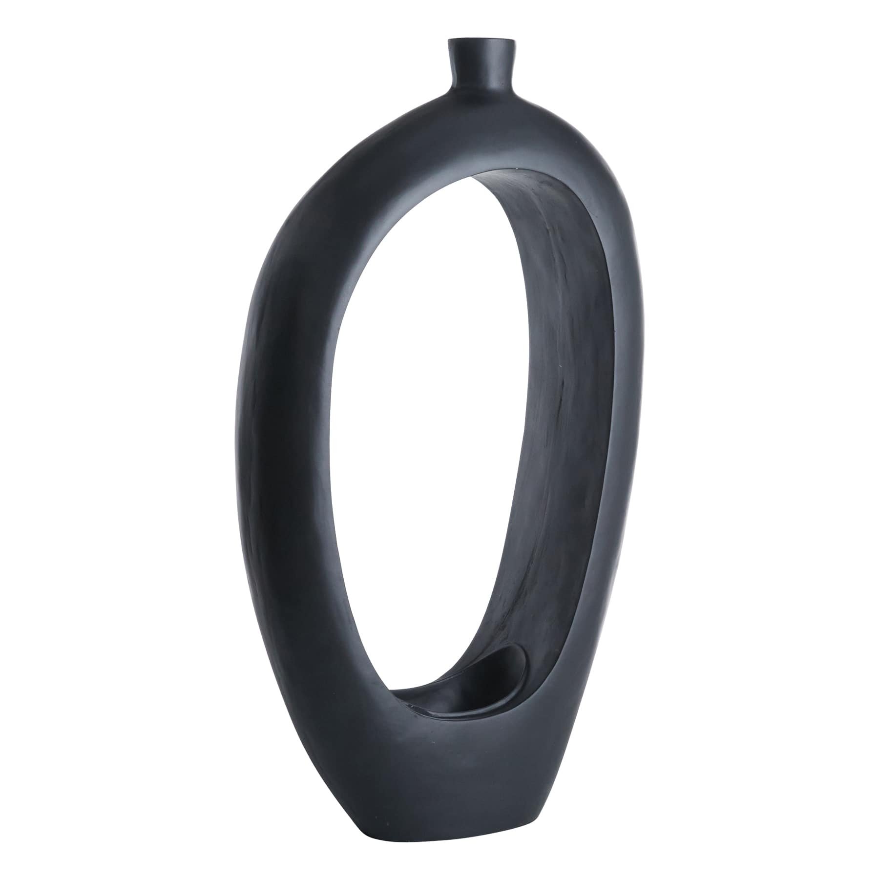 Black Open Circle Floor Vase, 40"