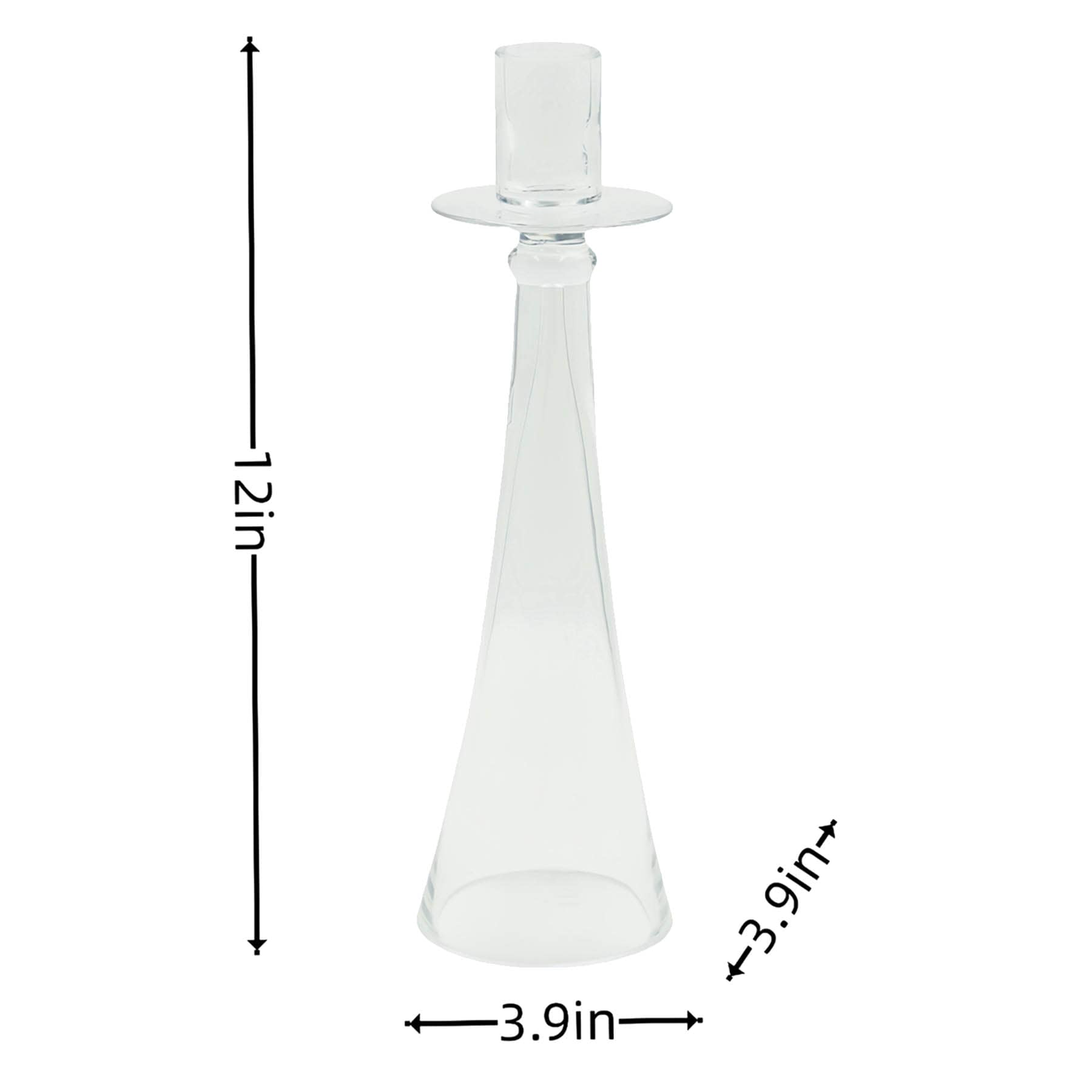 Glass Taper Candle Holder, 12"