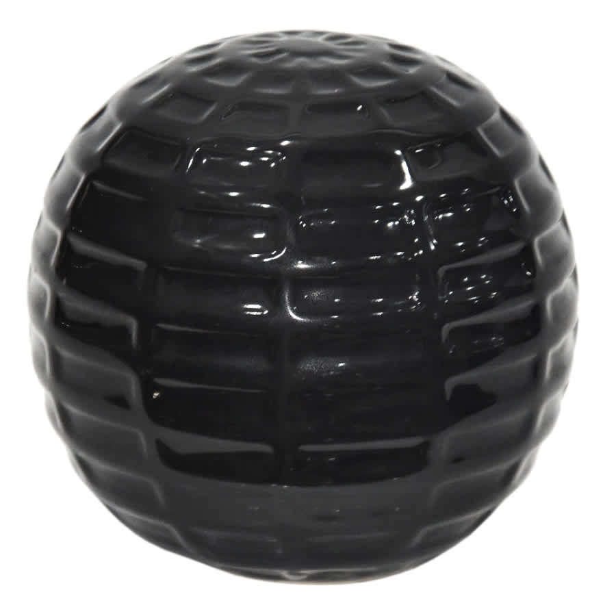 Black Ribbed Ceramic Sphere, 4"