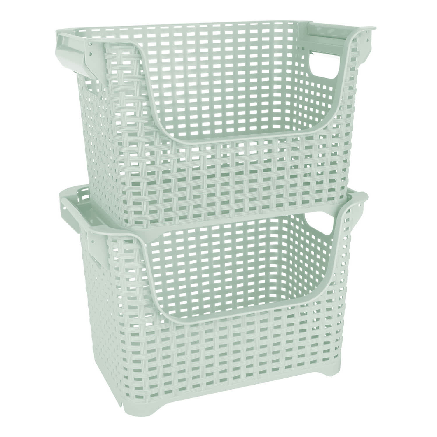 Crossover Weave Stackable Storage Basket, Mint
