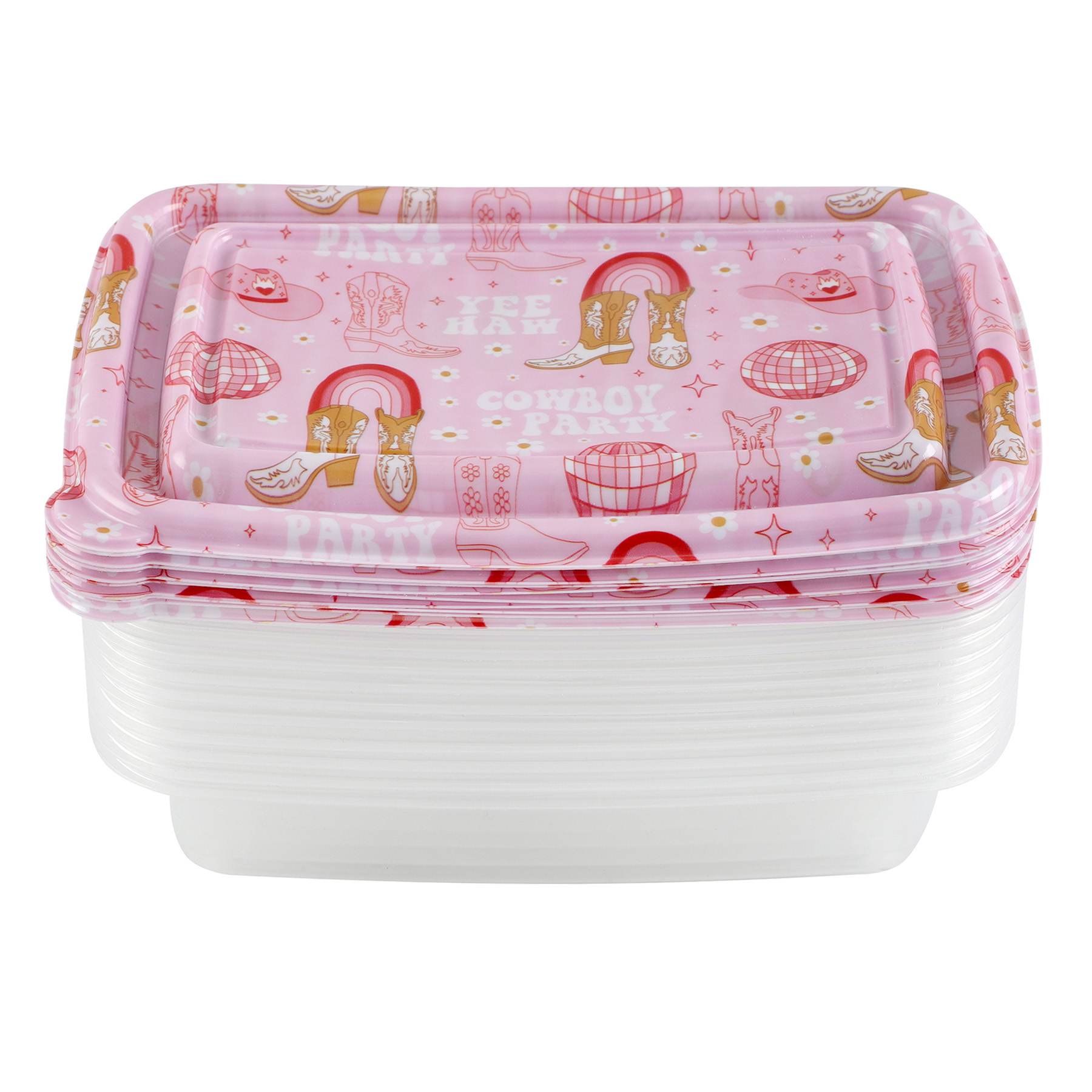 20-Piece Pink Disco Cowboy Rectangle Food Storage Set