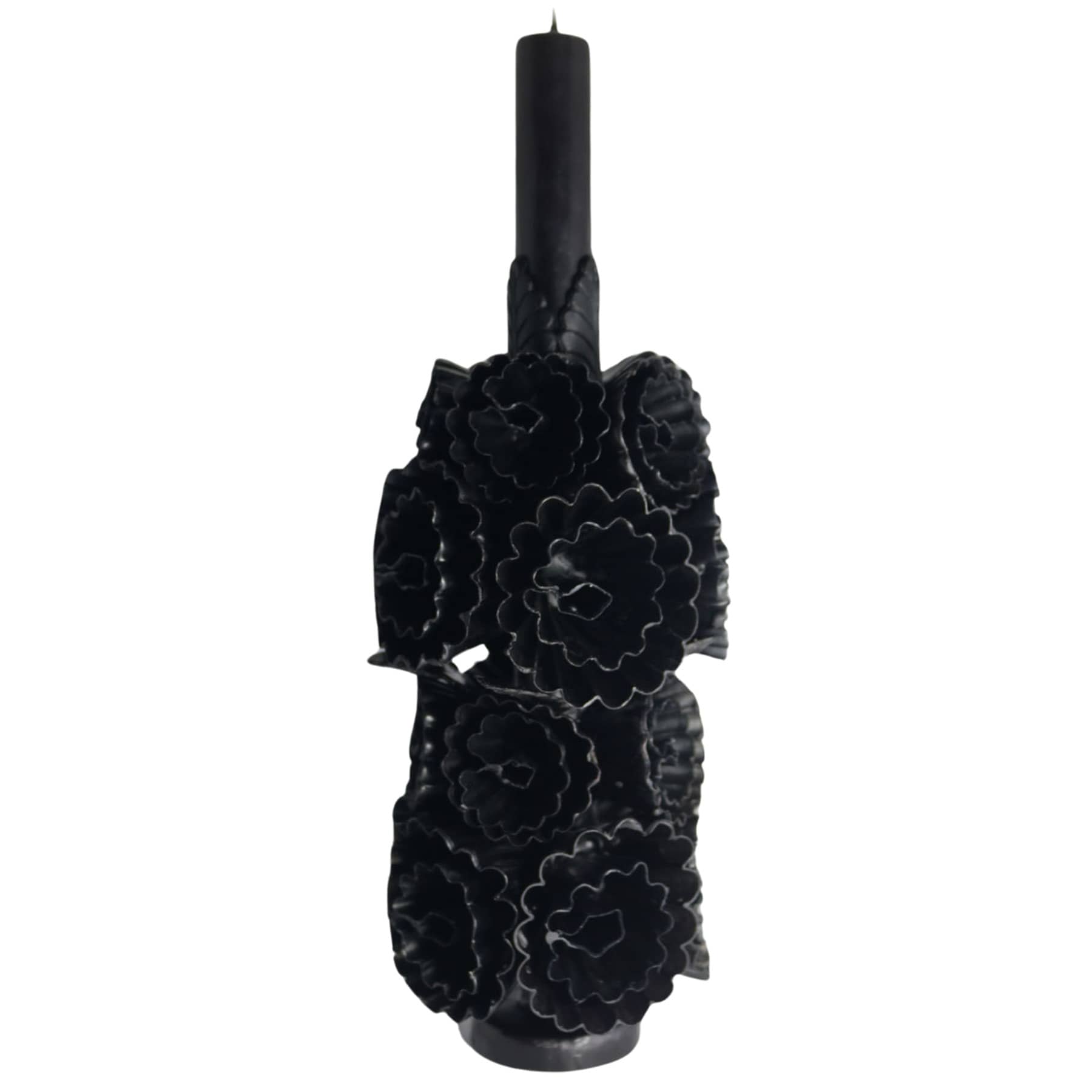 Midnight Shadows Black Halloween Floral Taper Candle, 4x12