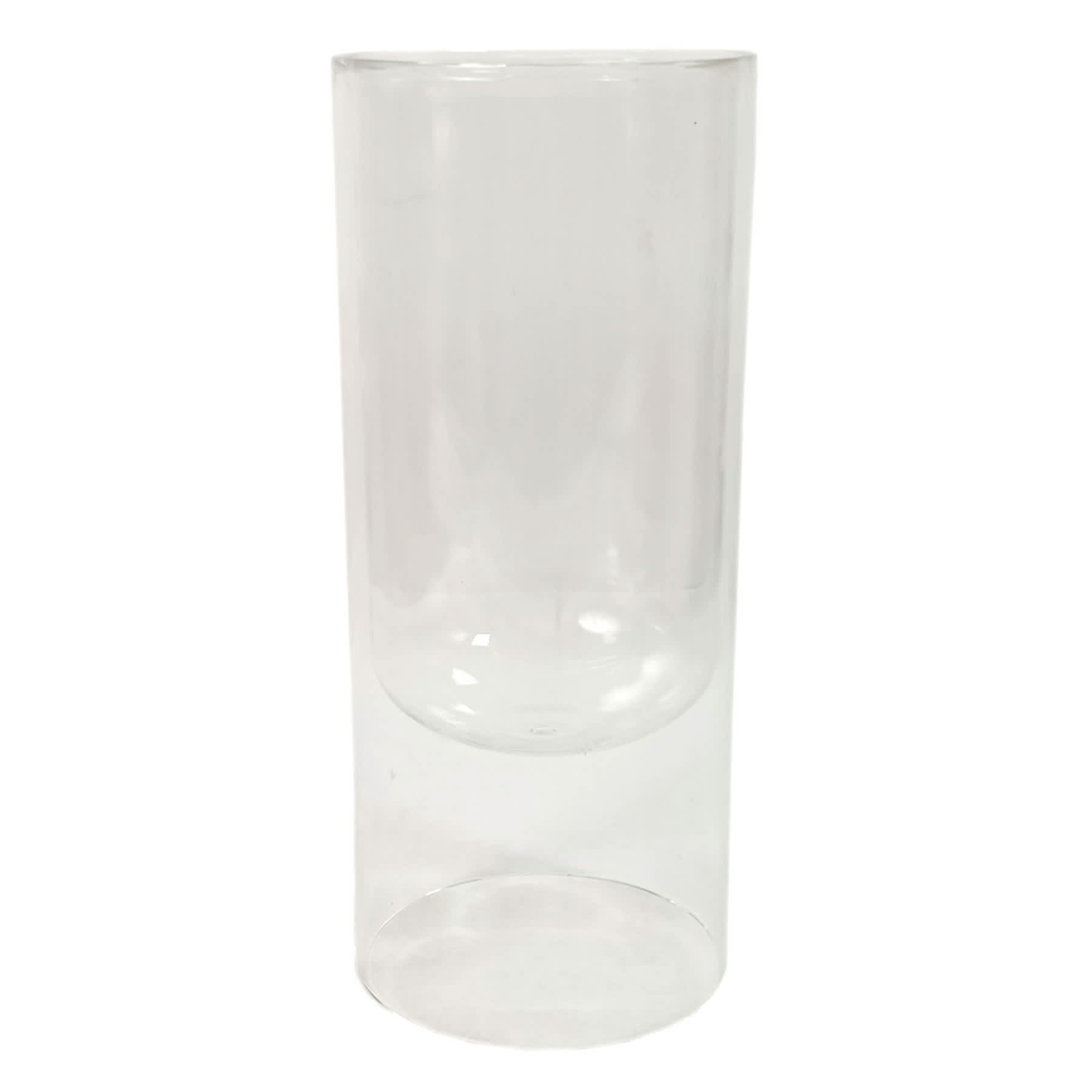 Clear Double Wall Glass Vase, 9.7"