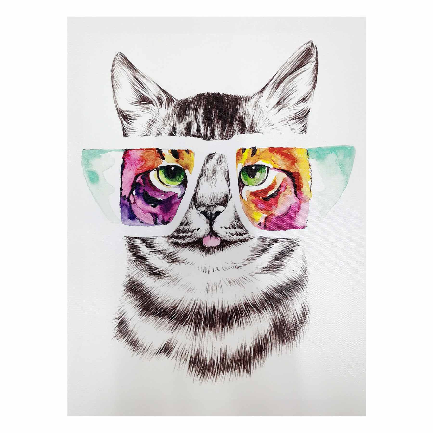 Cat in Cosmic Glasses Canvas Wall Art, 12x16