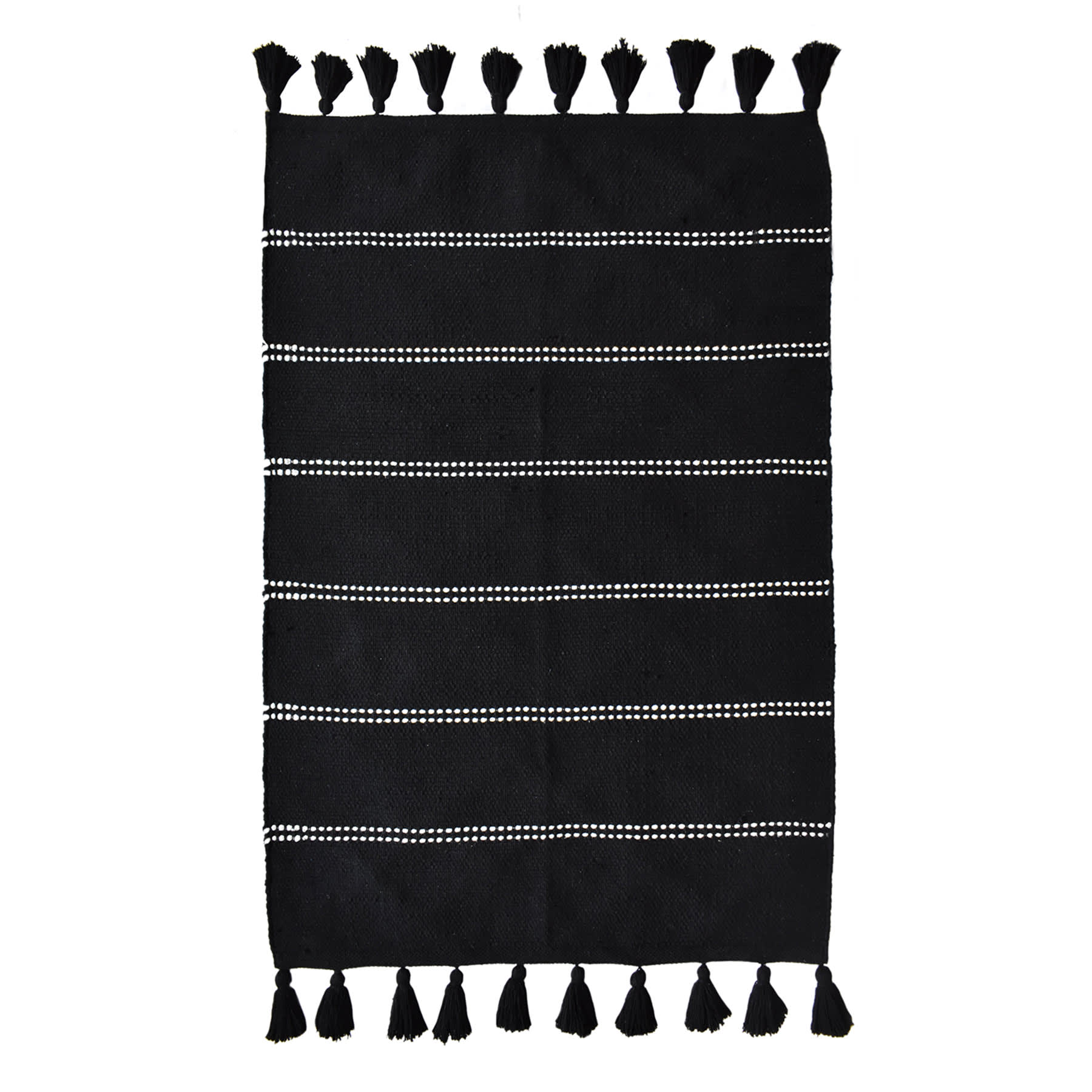 (D582) Honeybloom Black Striped Woven Accent Rug, 2x4