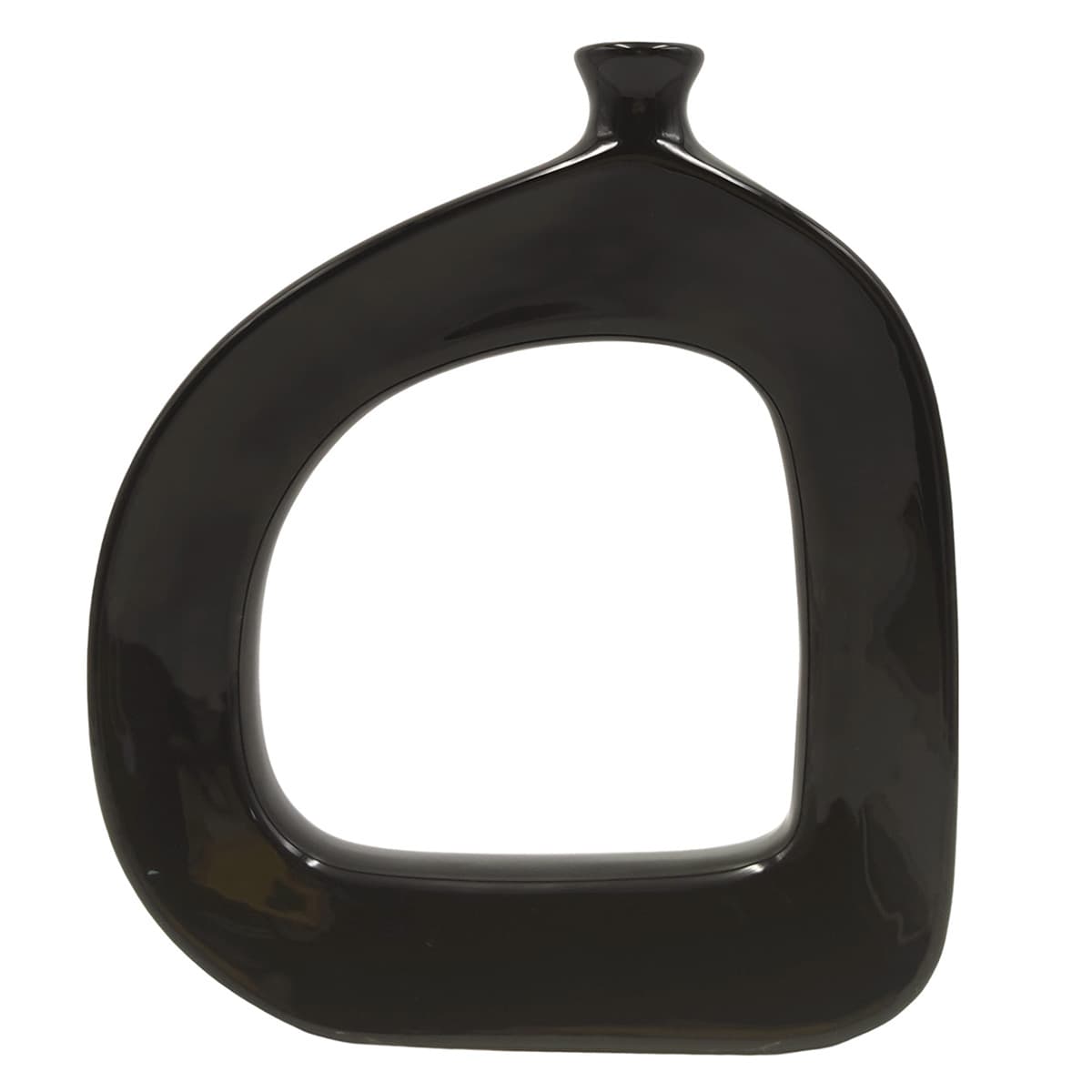 Crosby St. Riley Black Modern Open Ceramic Vase, 9.5"
