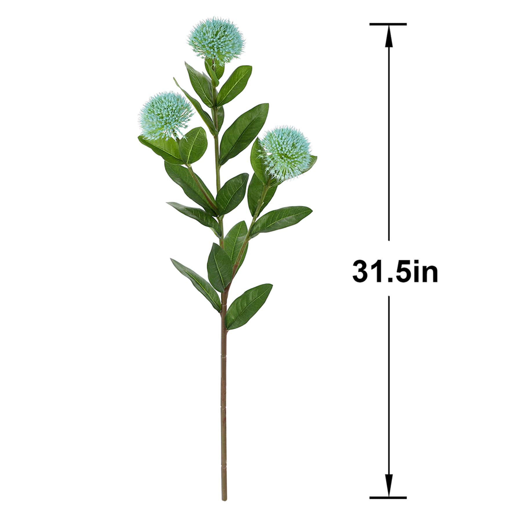 3-Bulb Blue Thistle Floral Stem, 31.5"