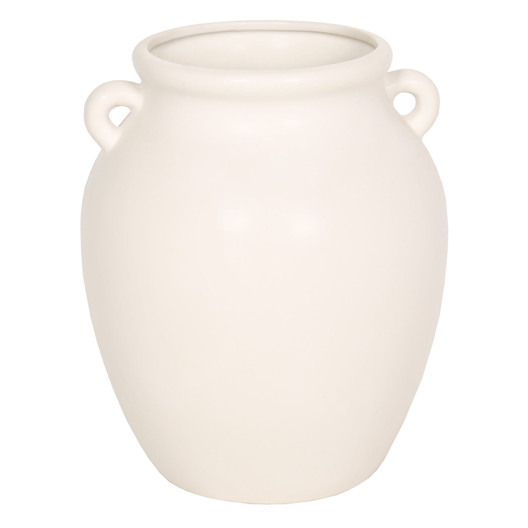 Honeybloom White Ceramic Vase with Handles, 9"