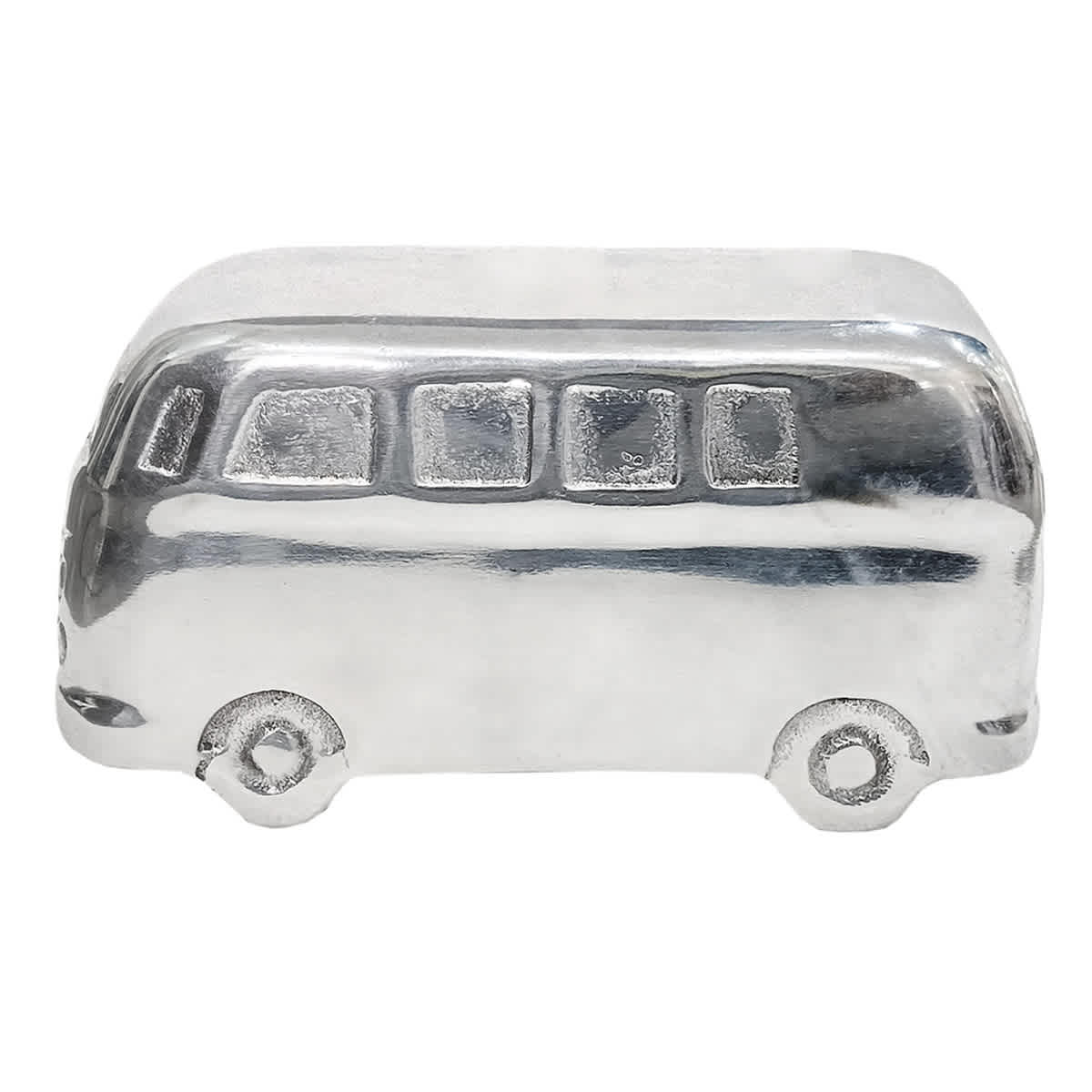 Decorative Silver Aluminum Bus, 8"