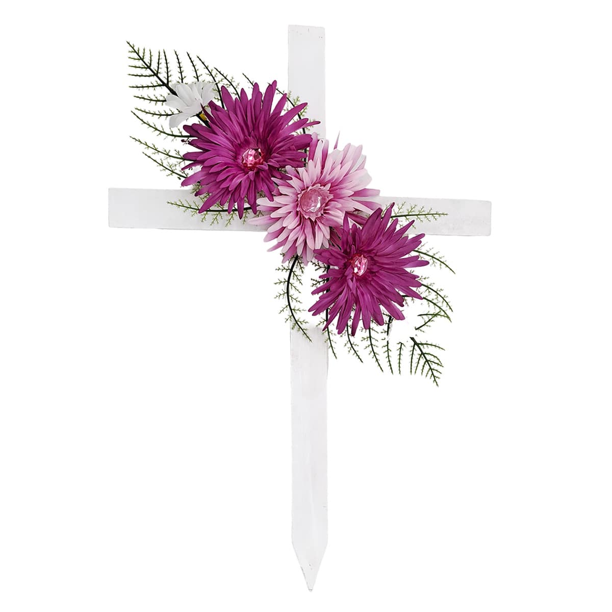 Patriotic Memorial Floral Cross Stake, 24"