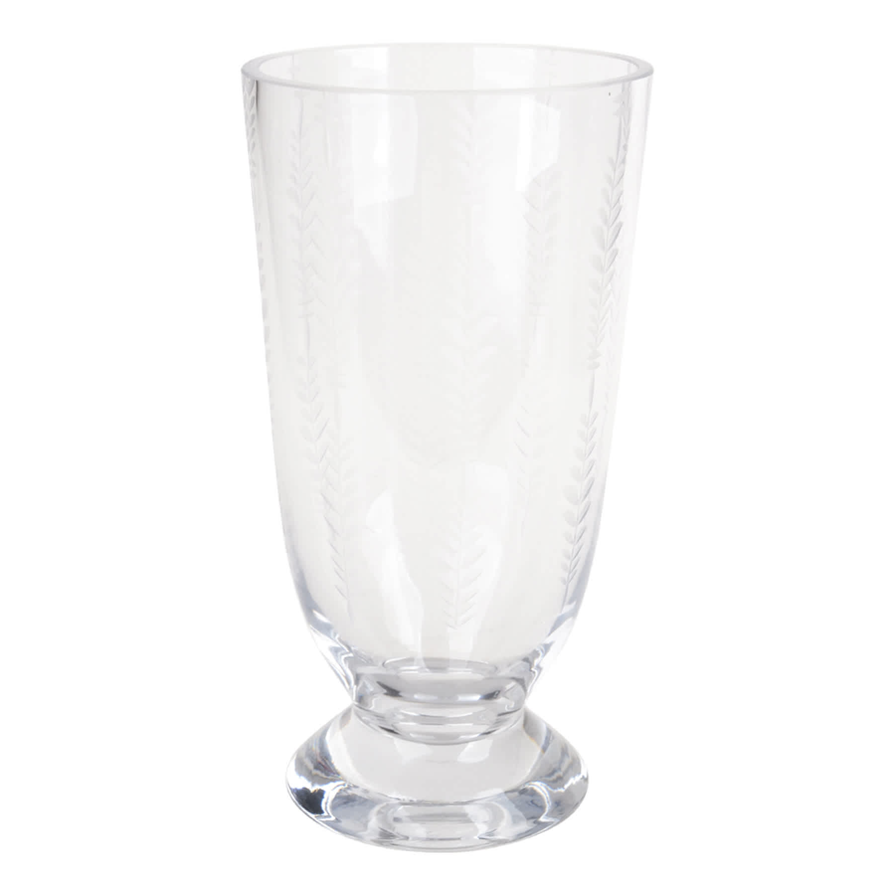 Etched Clear Glass Vase, 8"