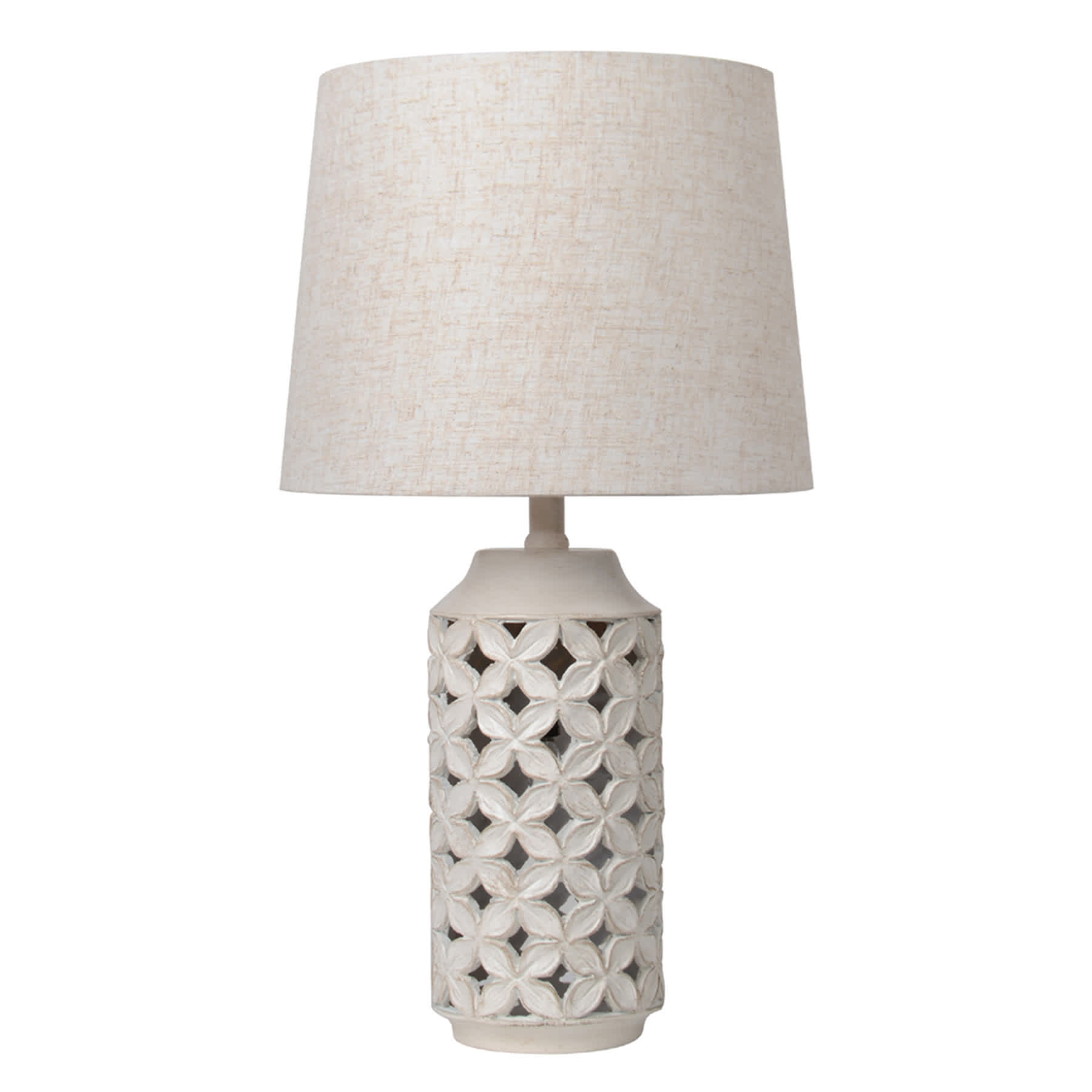Tan Cutout Lattice Medium Table Lamp with Shade, 24"