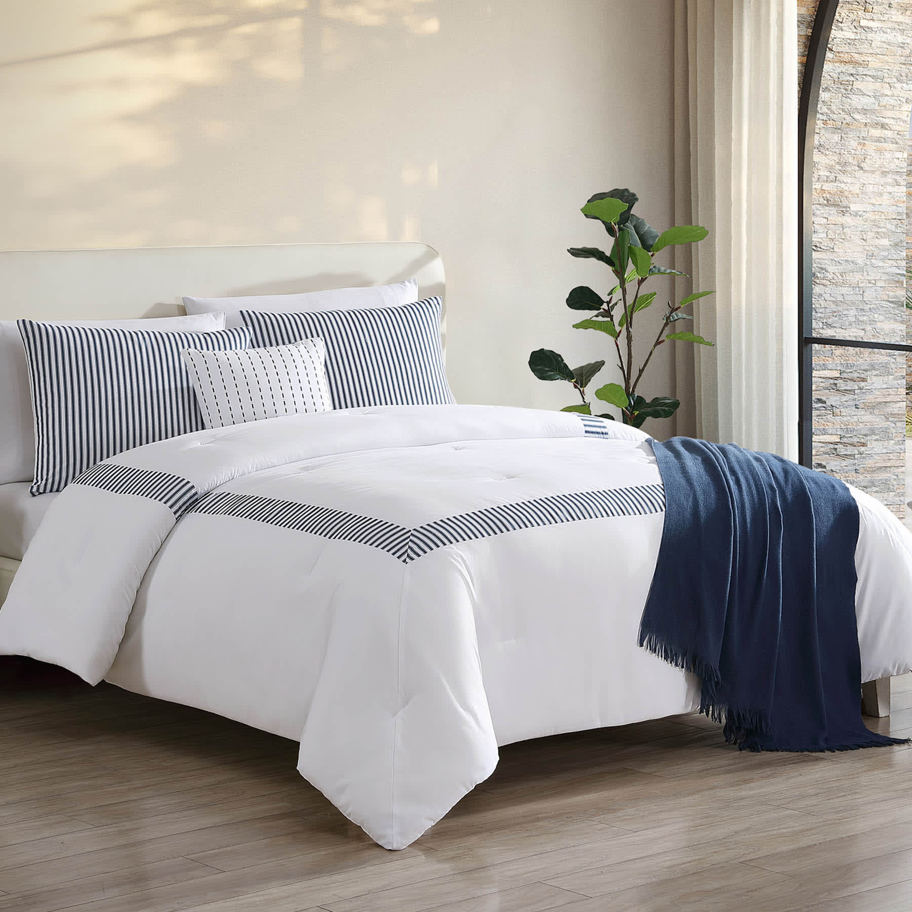 Ticking Stripe 5-Piece Comforter Set, Twin/Twin XL