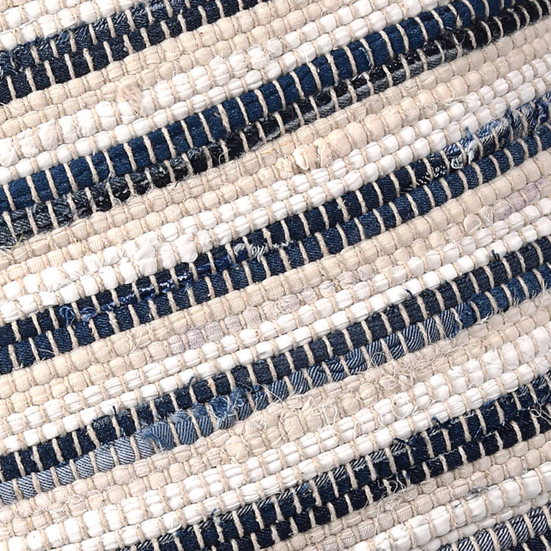 Blue Striped Round Fabric Storage Basket