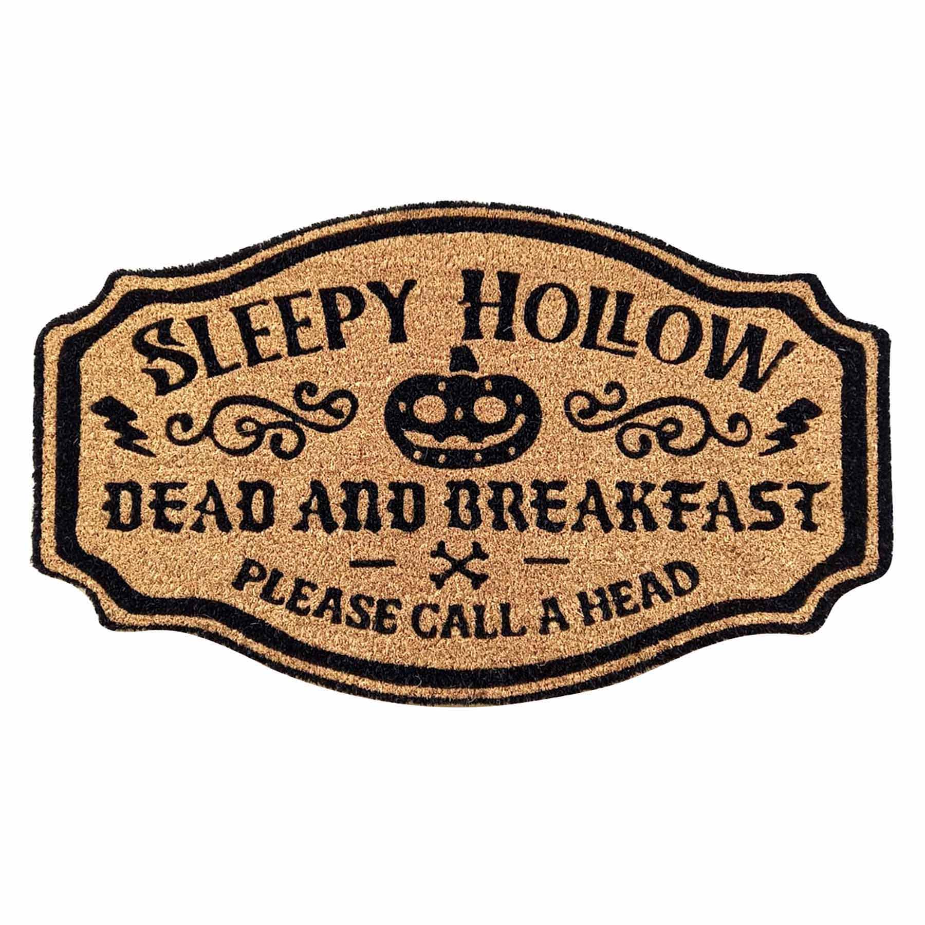 Sleepy Hollow Dead & Breakfast Shaped Coir Mat, 18x30