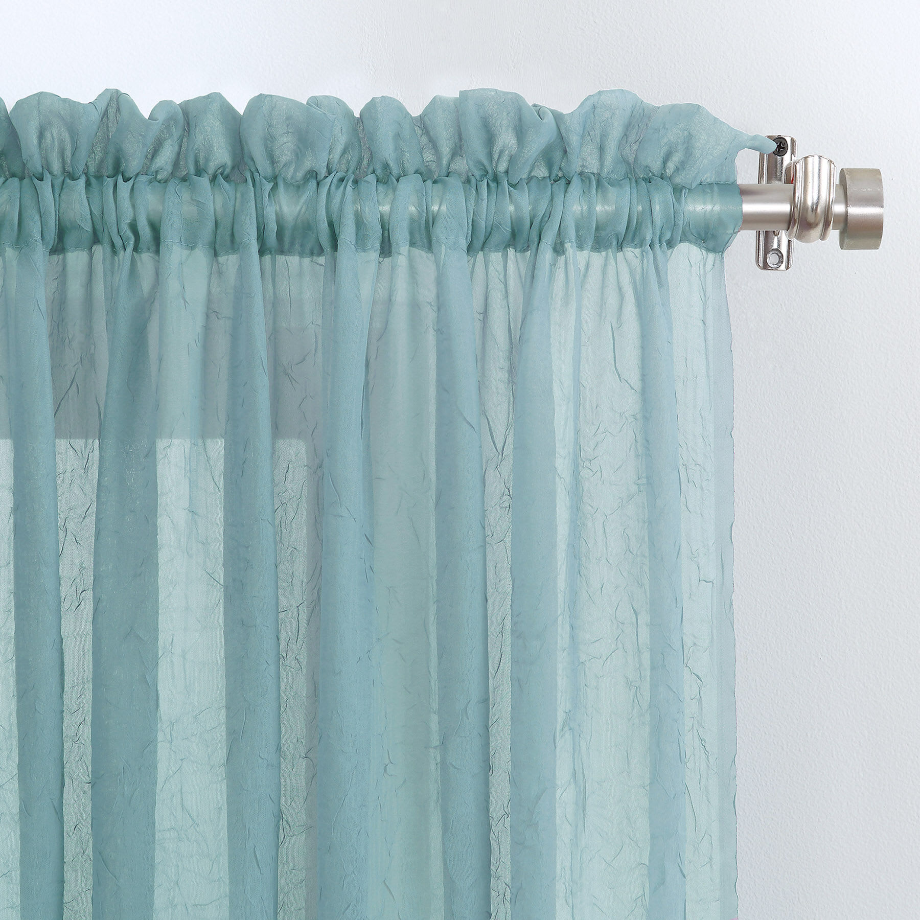 Erica Mineral Crushed Rod Pocket Sheer Voile Curtain Panel, 84"
