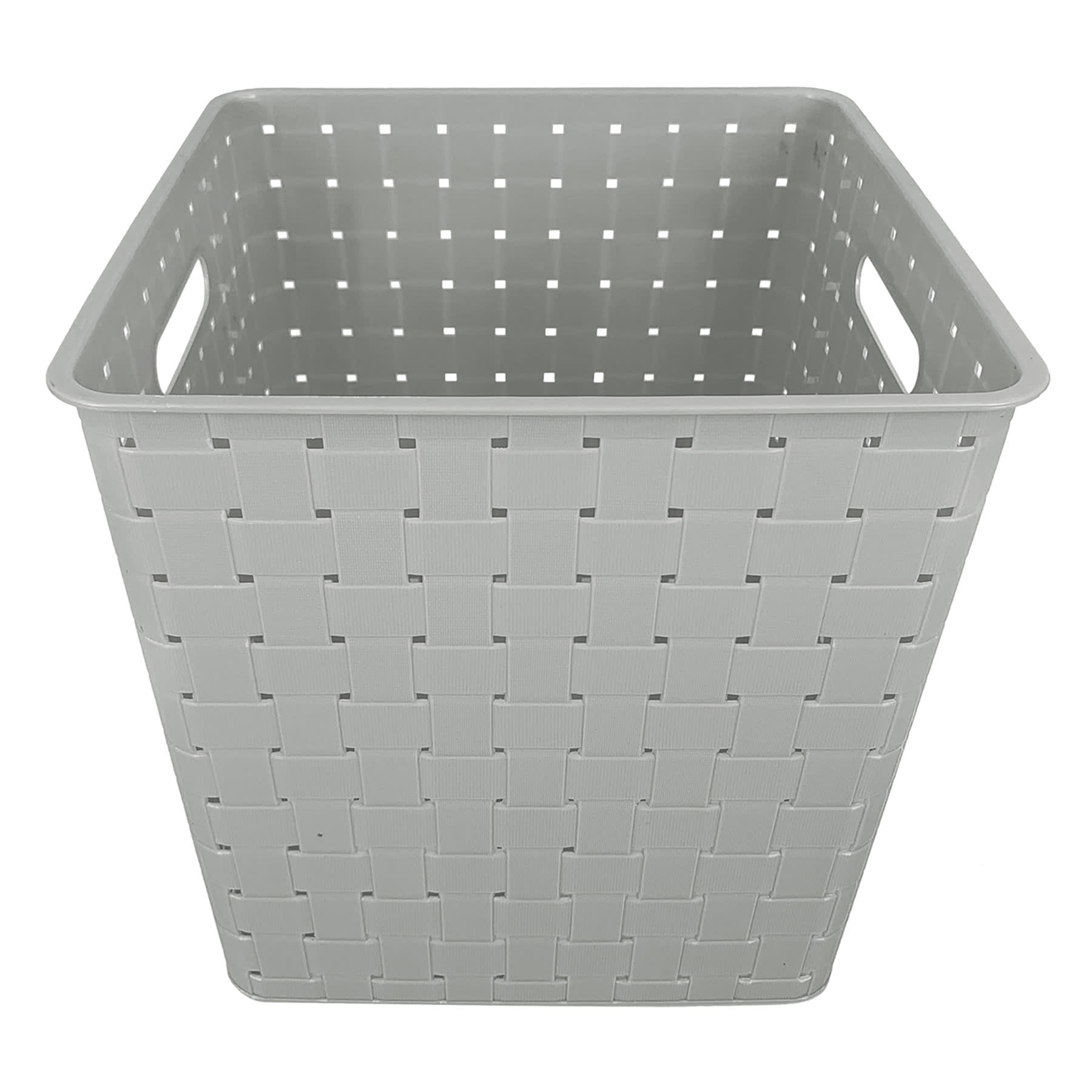 Tiny Dreamers Strap Design Weave Storage Basket, Cool Grey