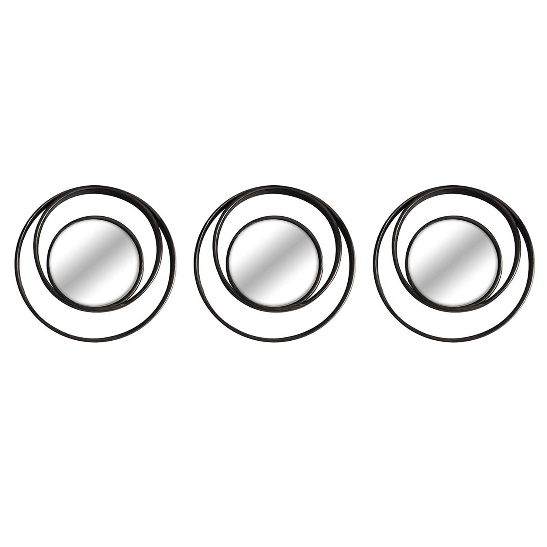 3-Piece Modern Round Mirror Set, 10"