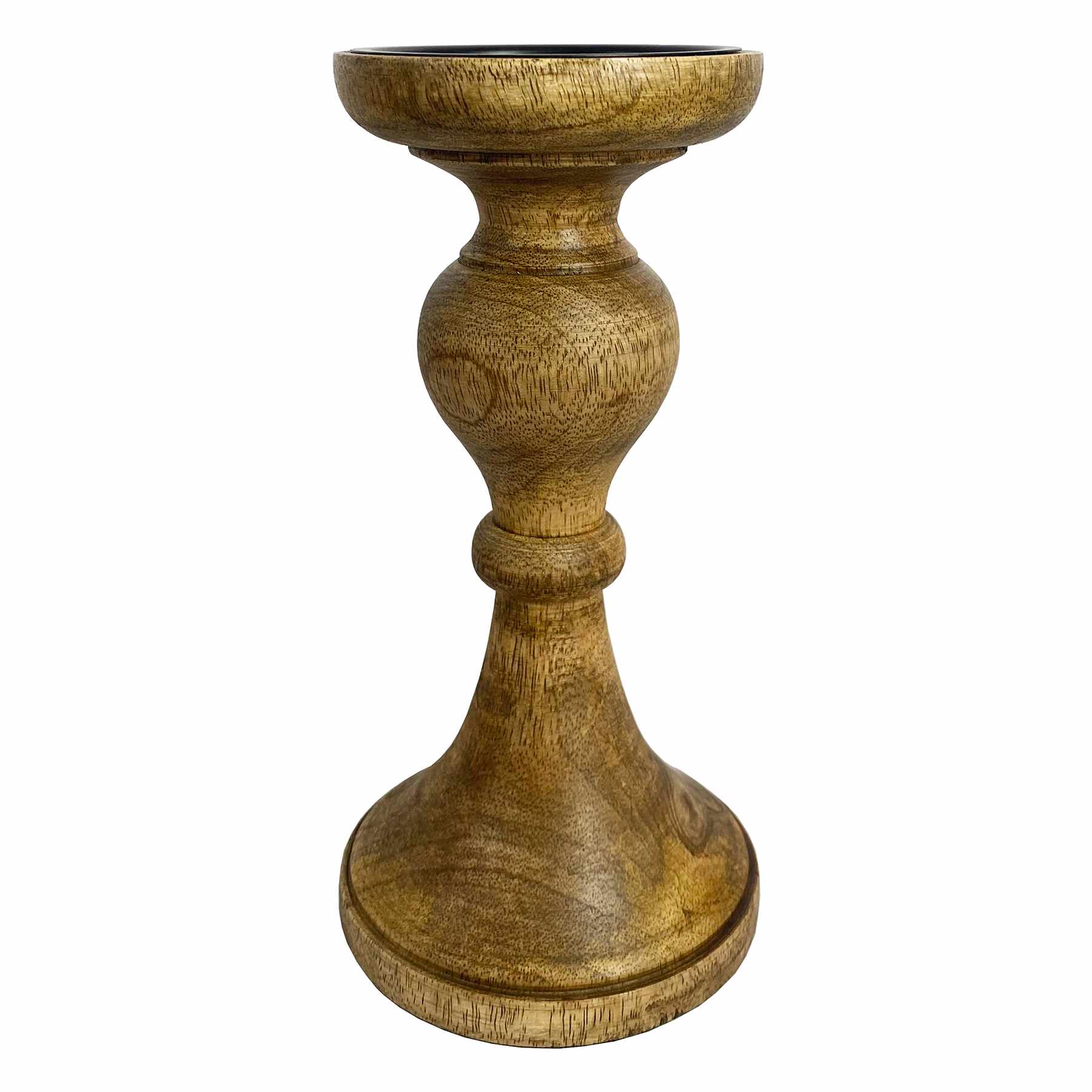 Providence Wooden Pillar Candle Holder, 9"