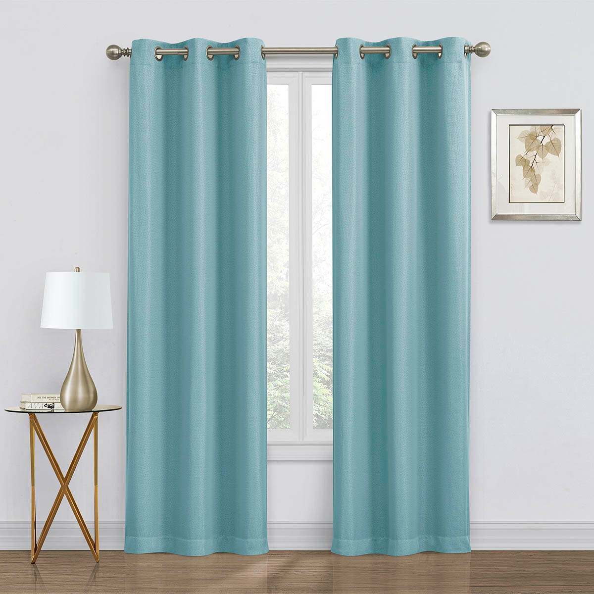2-Pack Denver Aqua Blackout Grommet Curtain Panels, 84"