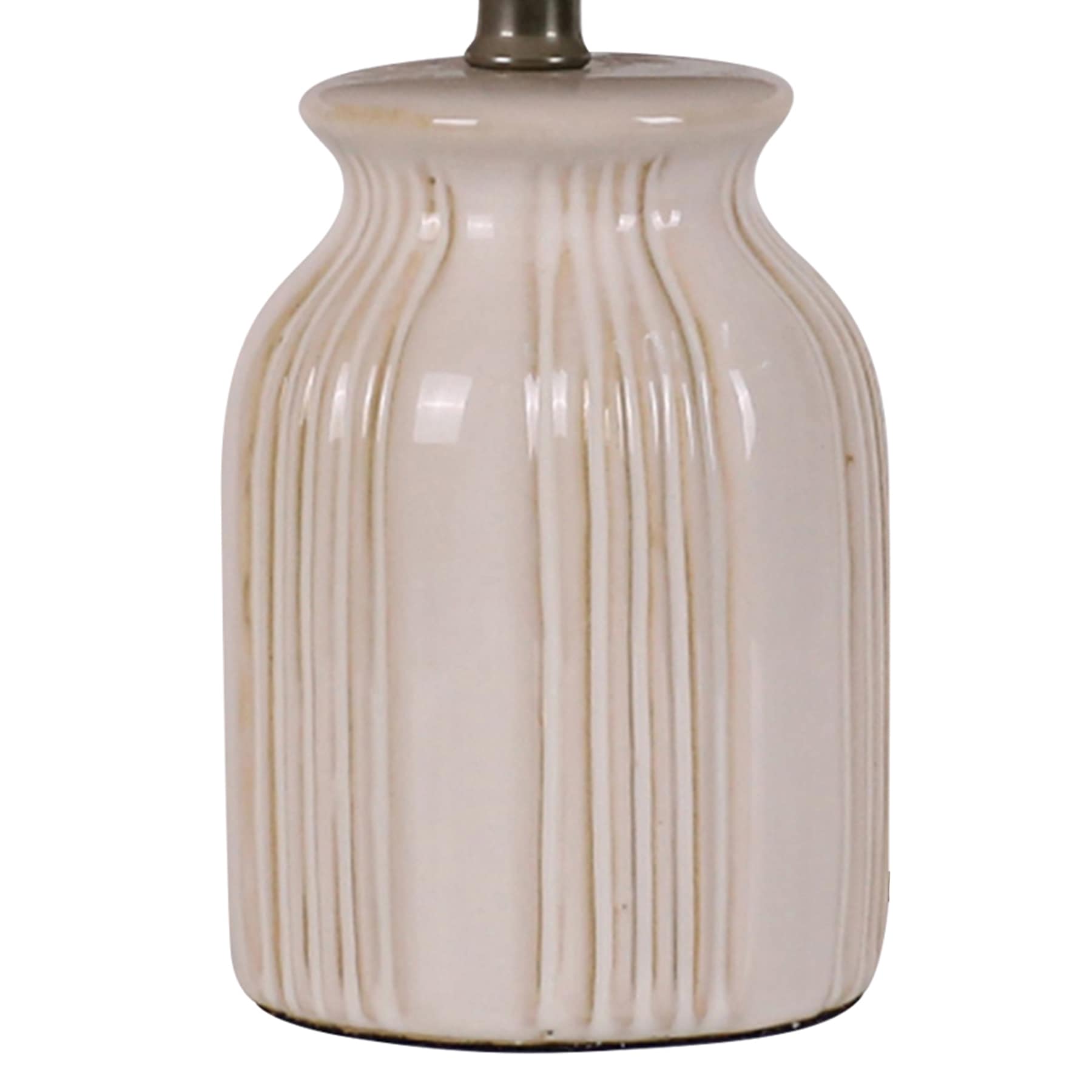 Honeybloom Cream Ceramic Ribbed Mini Table Lamp with Shade, 13"