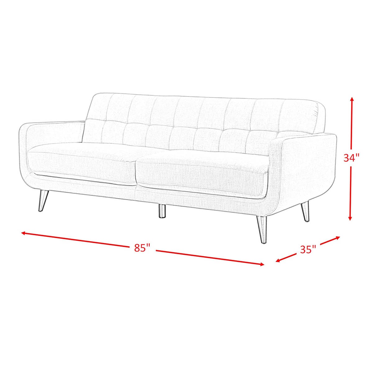 Crosby St. Hadley Tufted Back Sofa, Charcoal Grey