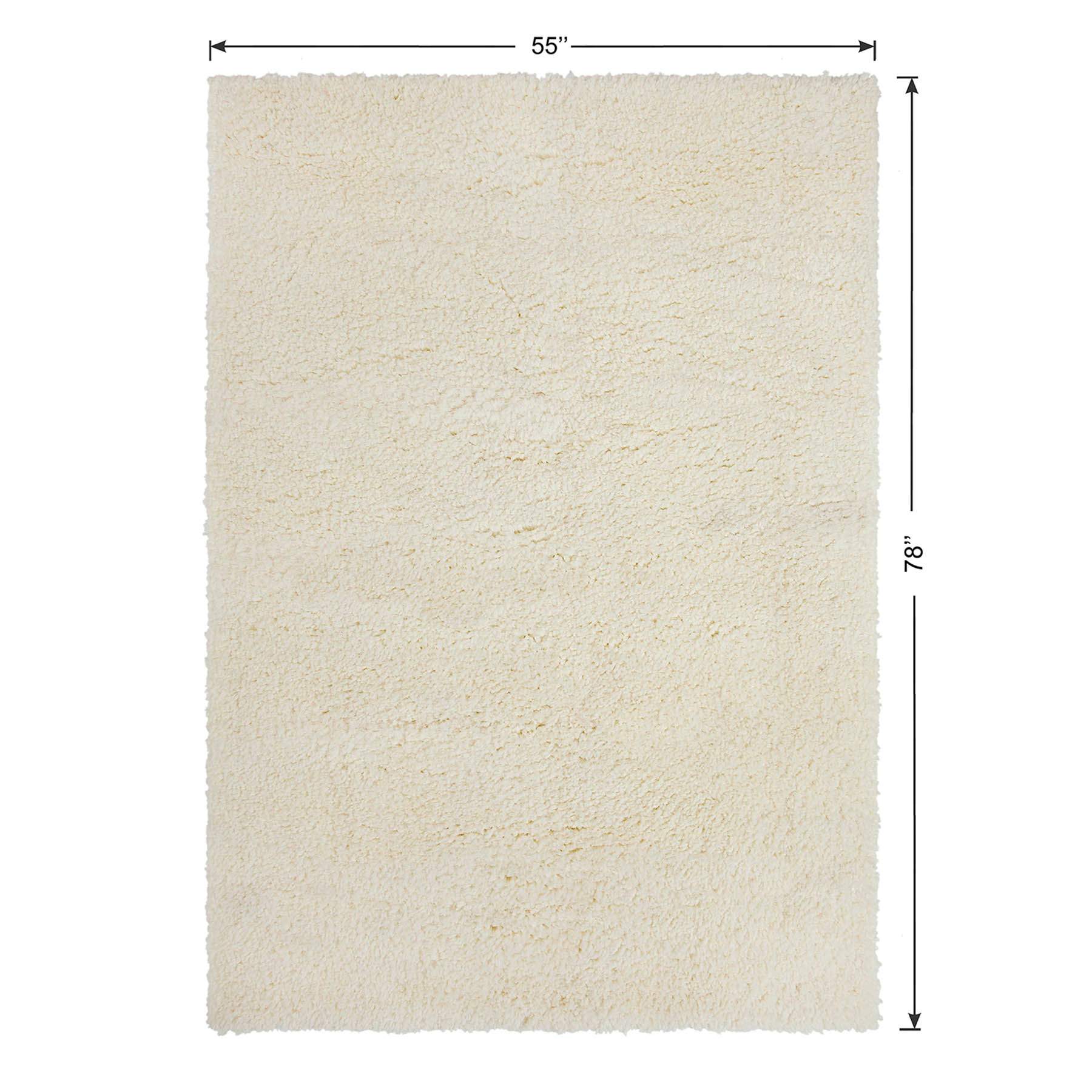 (C195) Kodiak Ivory Shag Area Rug, 5x7