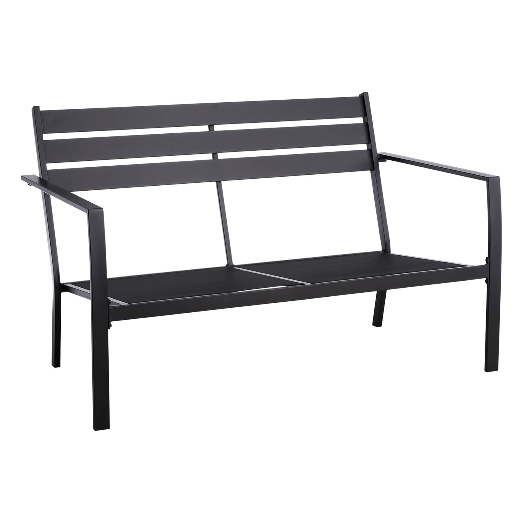 Grammercy Black Steel Slat Patio Loveseat