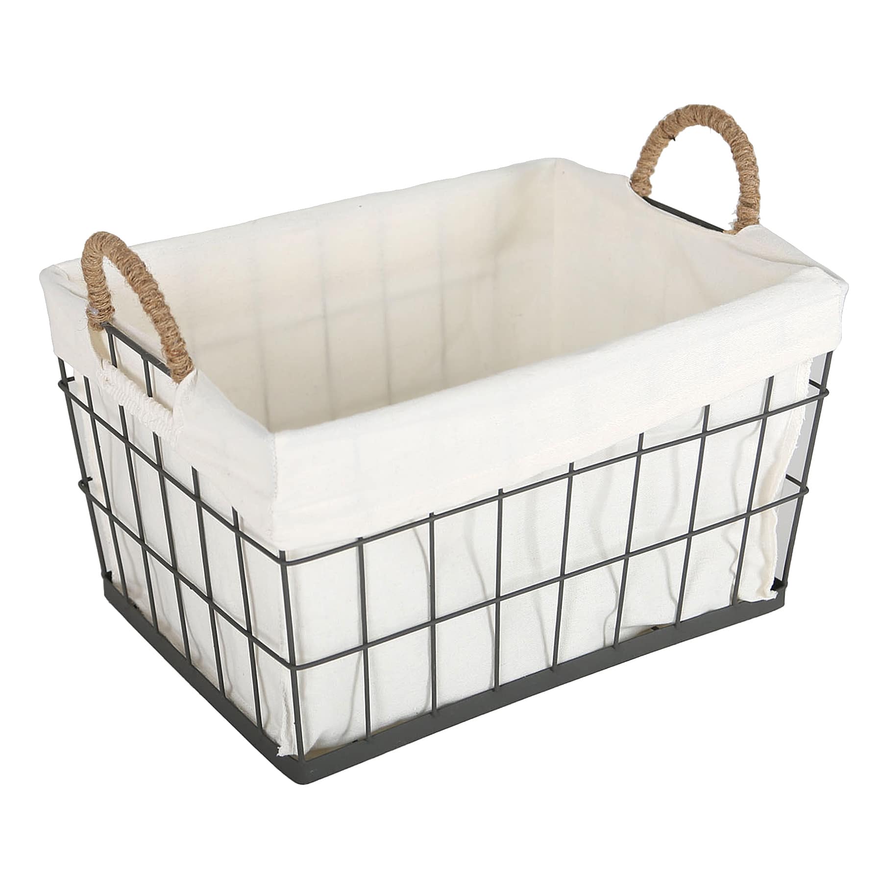 Lined Rectangle Wire Storage Basket, Extra Large