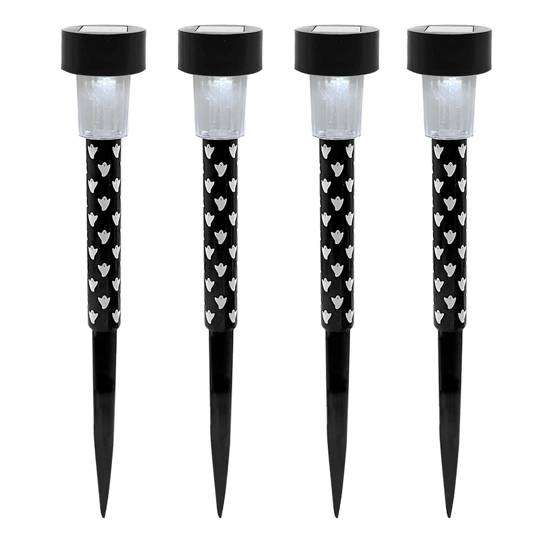 Black with White Ghosts Halloween Rocket Light Set