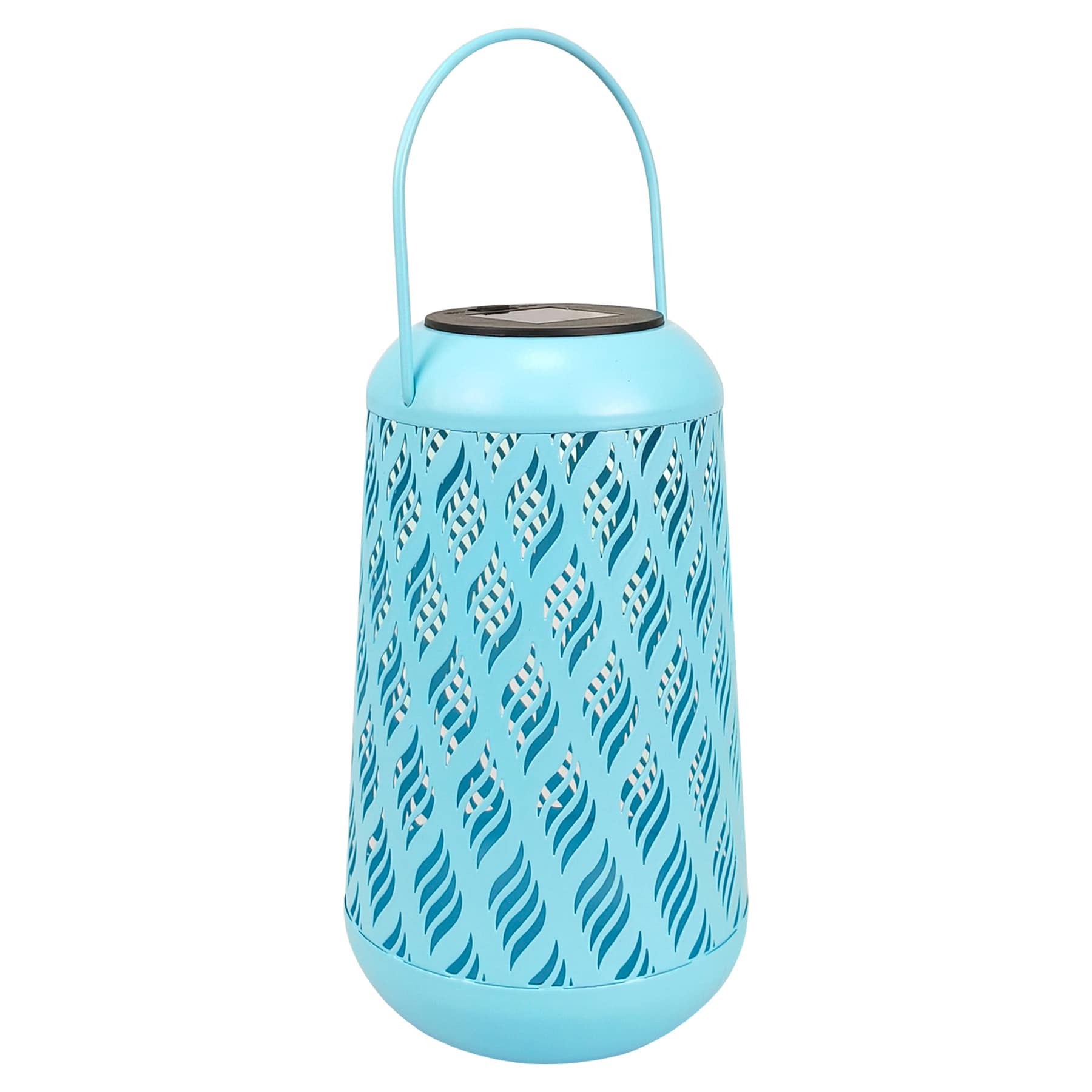 Blue Geometric Cutout Outdoor Lantern, 7"