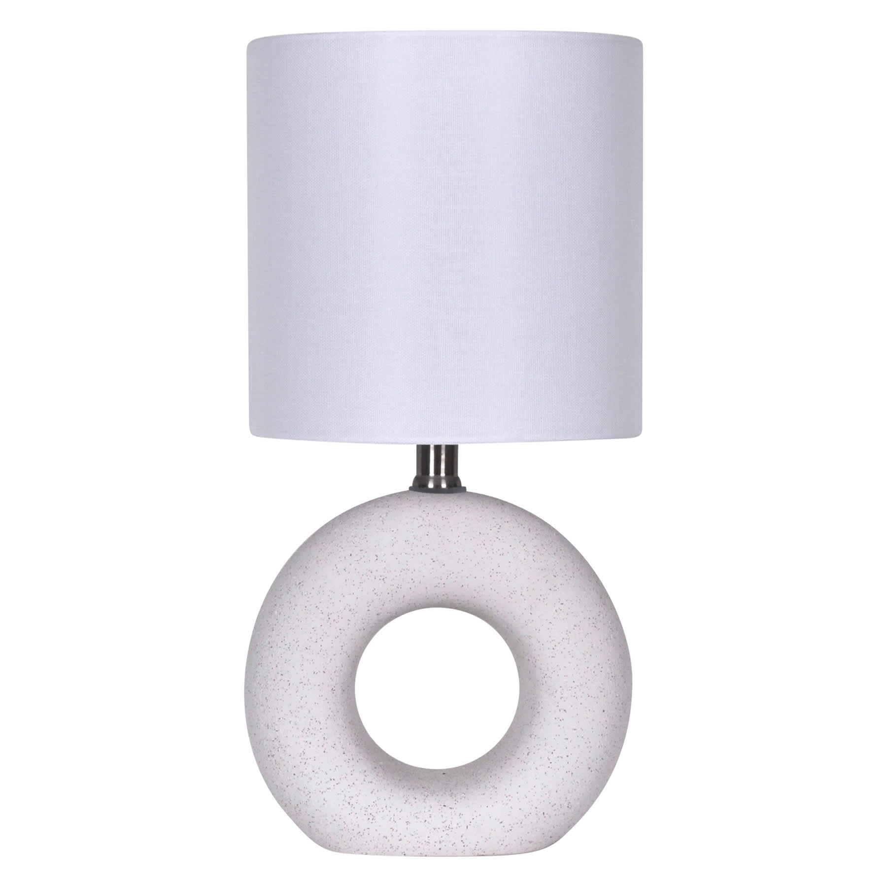 Crosby St. White Ceramic Textured Ring Small Table Lamp with Shade, 16"