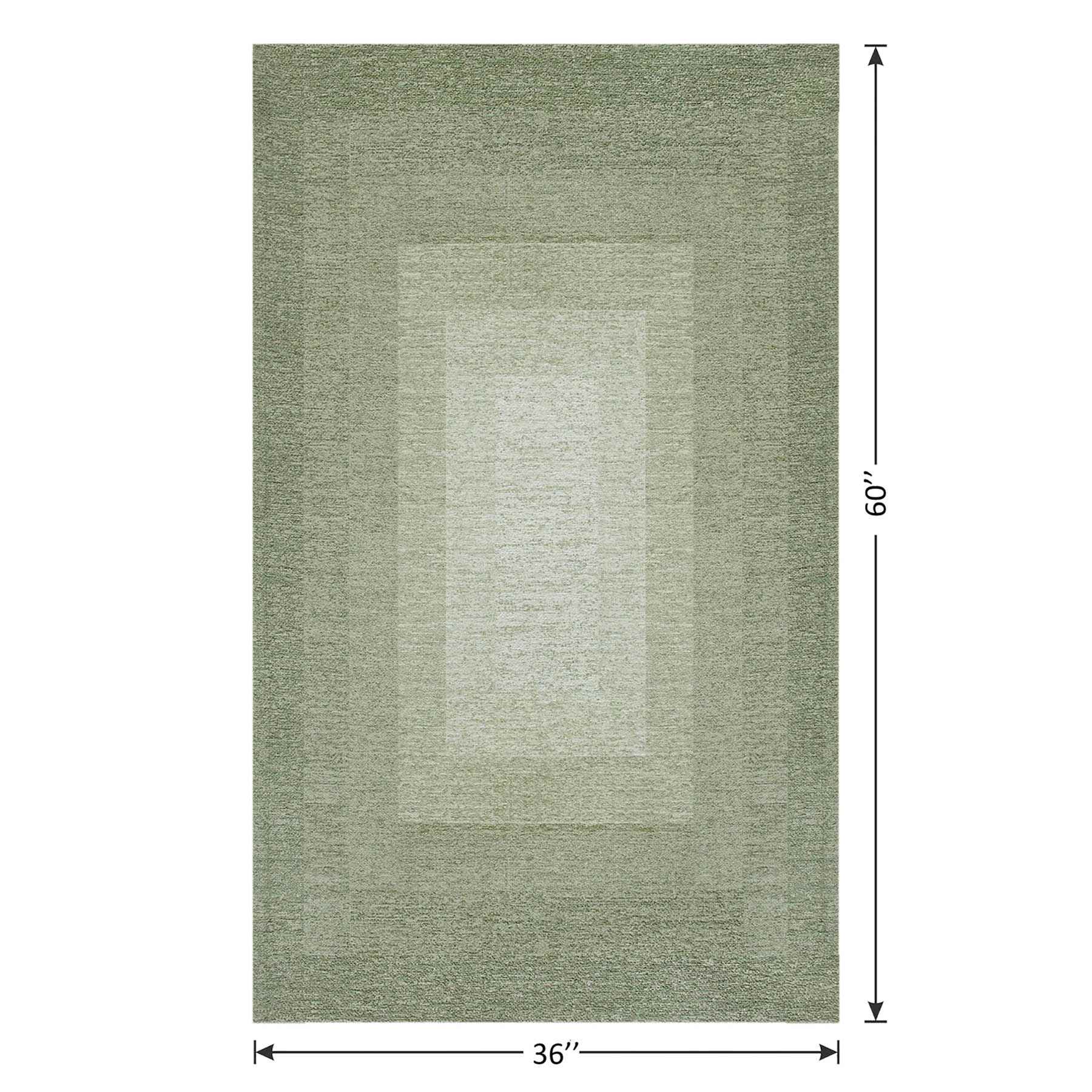 (B893) Green Ombre Flatweave Accent Rug, 3x5